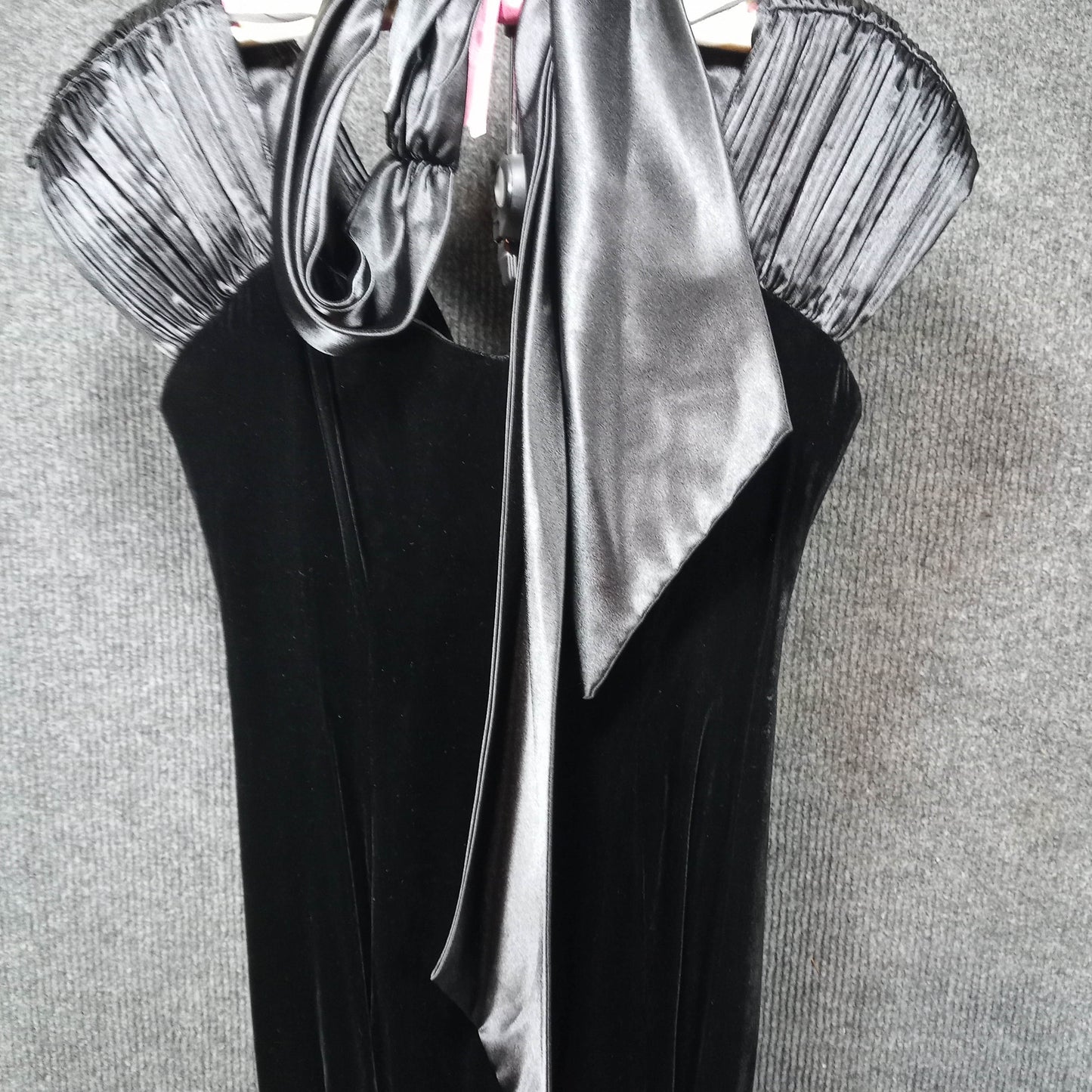 1960's Black Velvet Drop Waist Dress