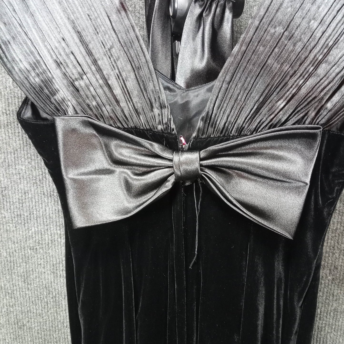 1960's Black Velvet Drop Waist Dress