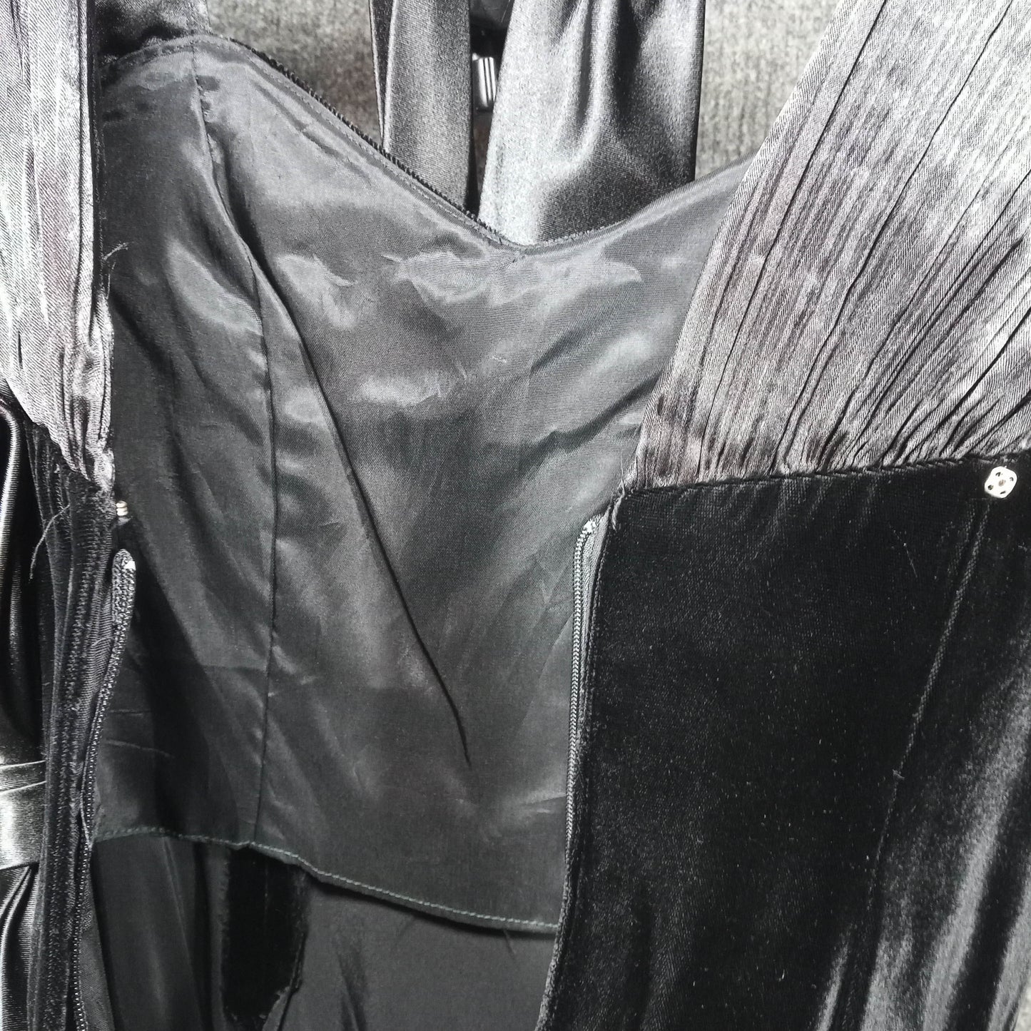 1960's Black Velvet Drop Waist Dress
