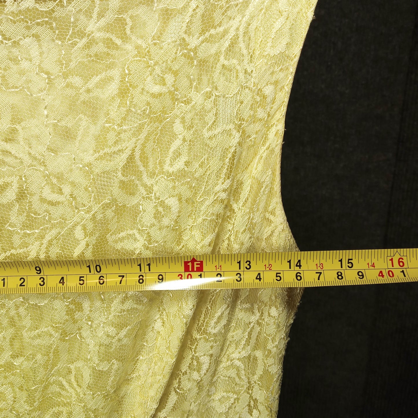 1950's Lemon Meringue Taffeta with Lace Overlay and Chiffon Detail