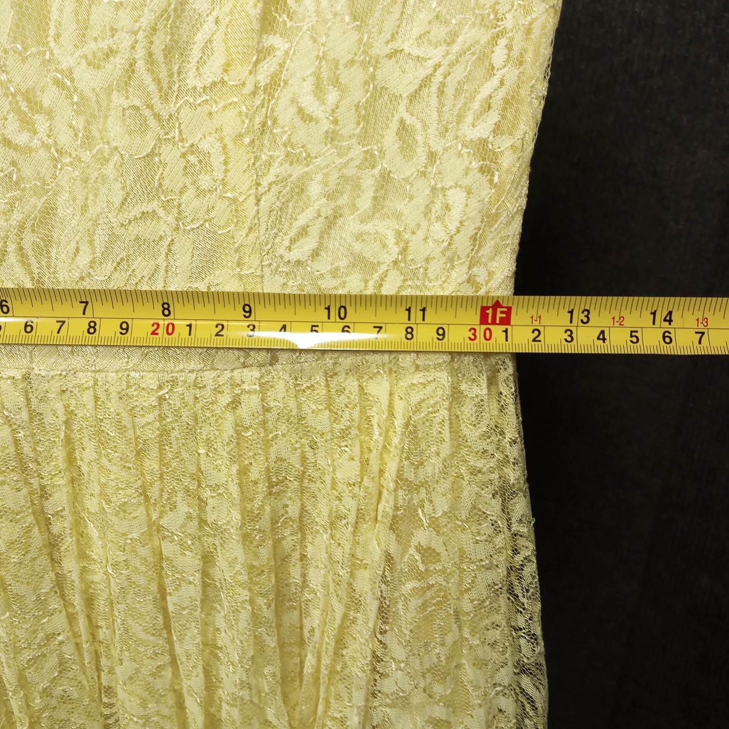 1950's Lemon Meringue Taffeta with Lace Overlay and Chiffon Detail