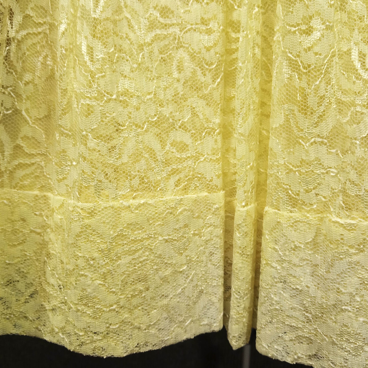 1950's Lemon Meringue Taffeta with Lace Overlay and Chiffon Detail