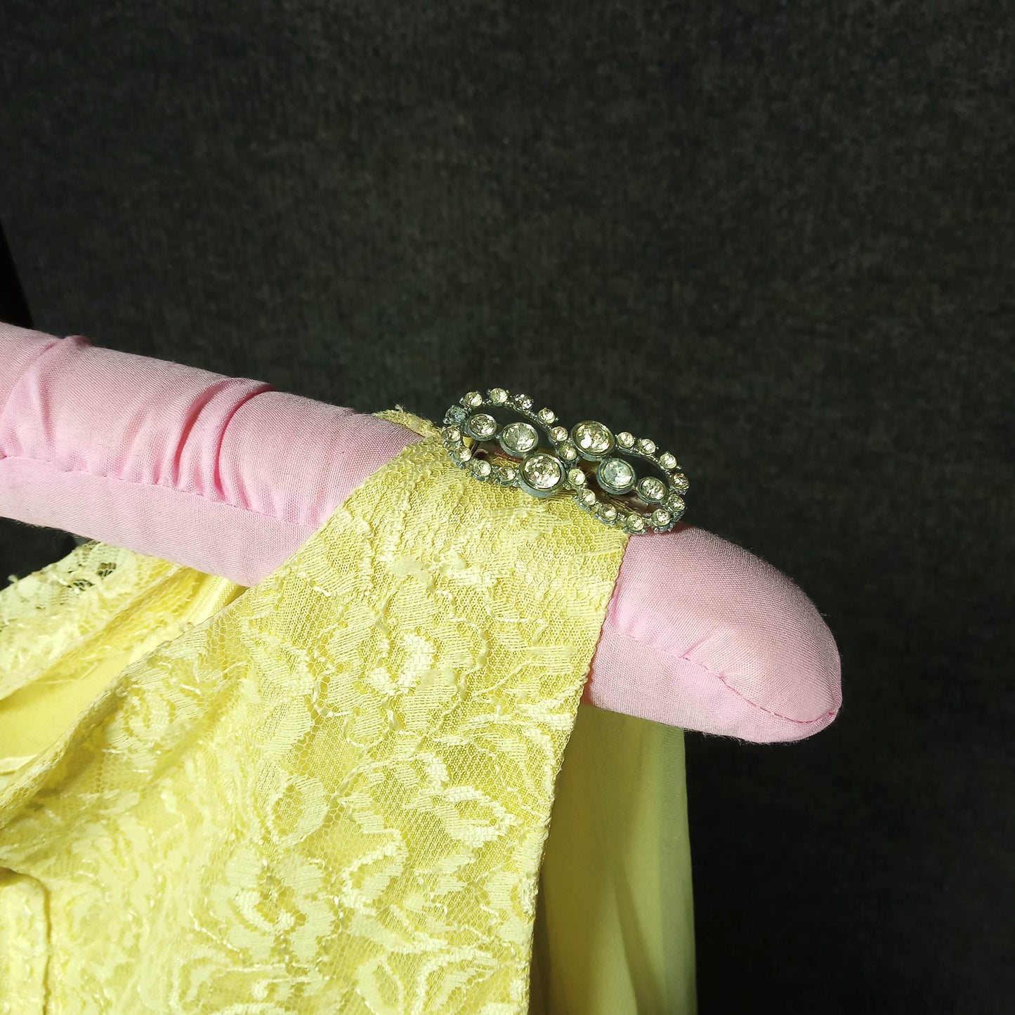 1950's Lemon Meringue Taffeta with Lace Overlay and Chiffon Detail