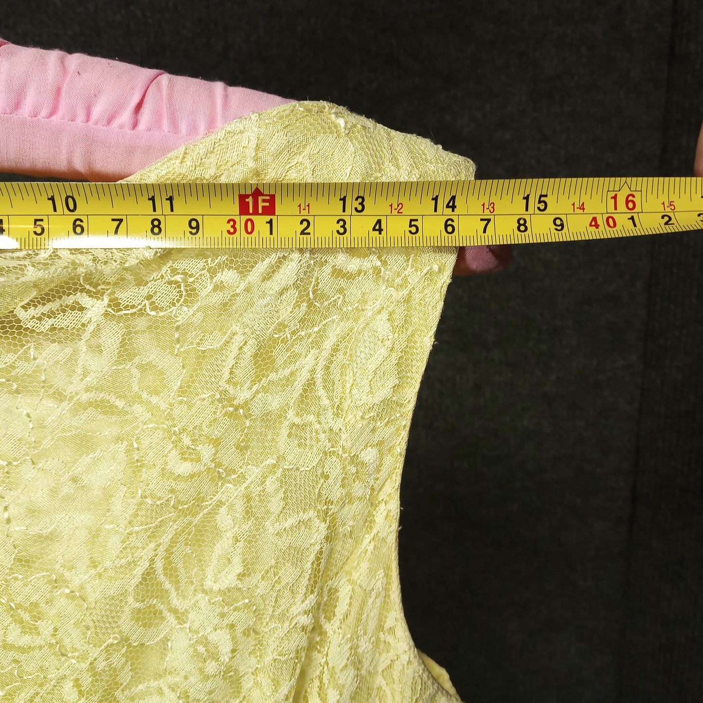 1950's Lemon Meringue Taffeta with Lace Overlay and Chiffon Detail