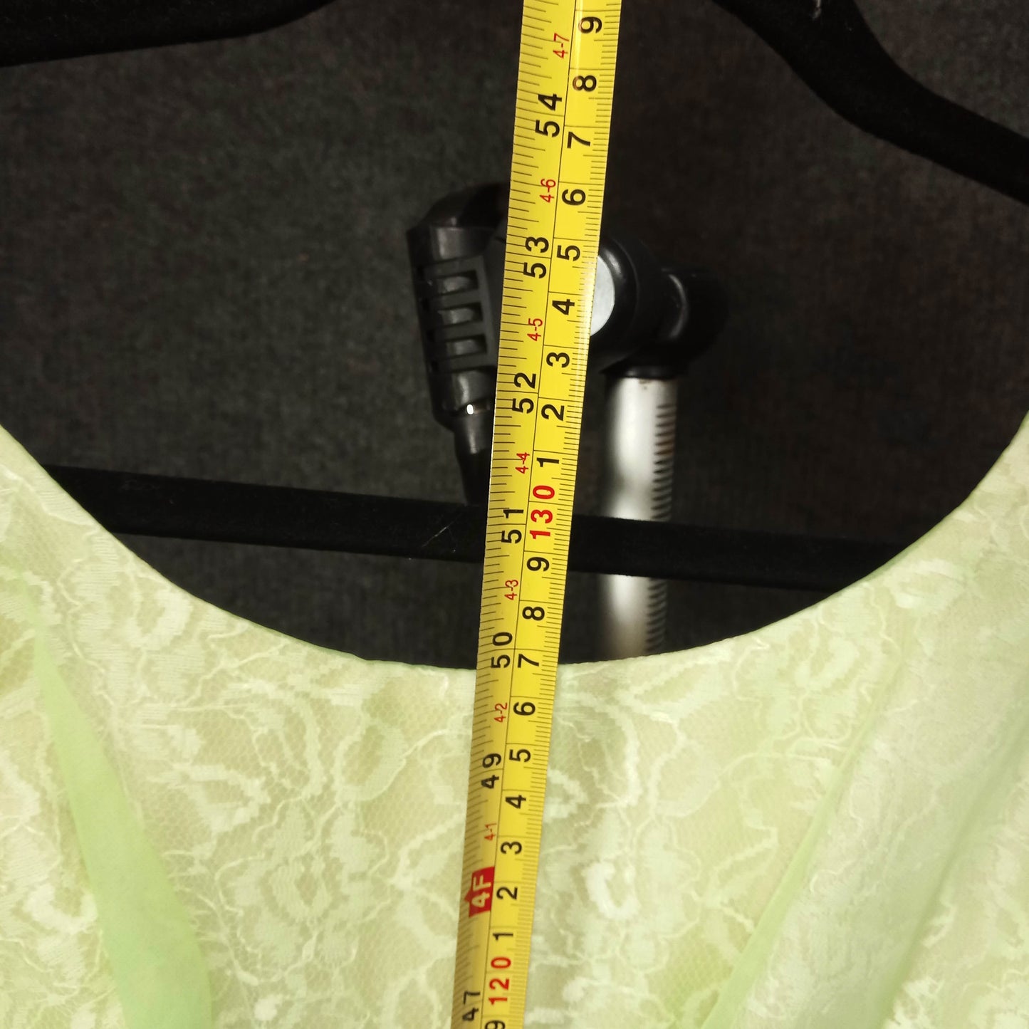 1950's Celery Chiffon Lace Column Gown