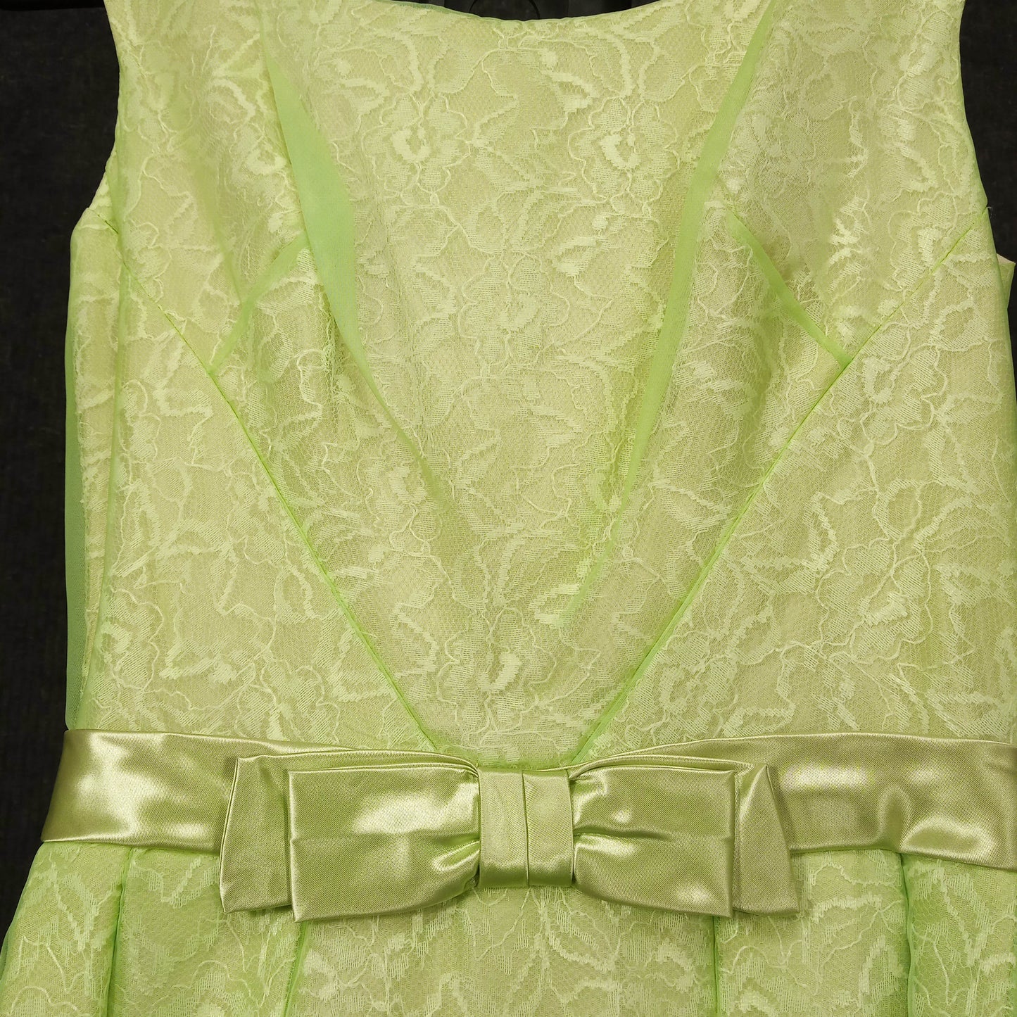 1950's Celery Chiffon Lace Column Gown