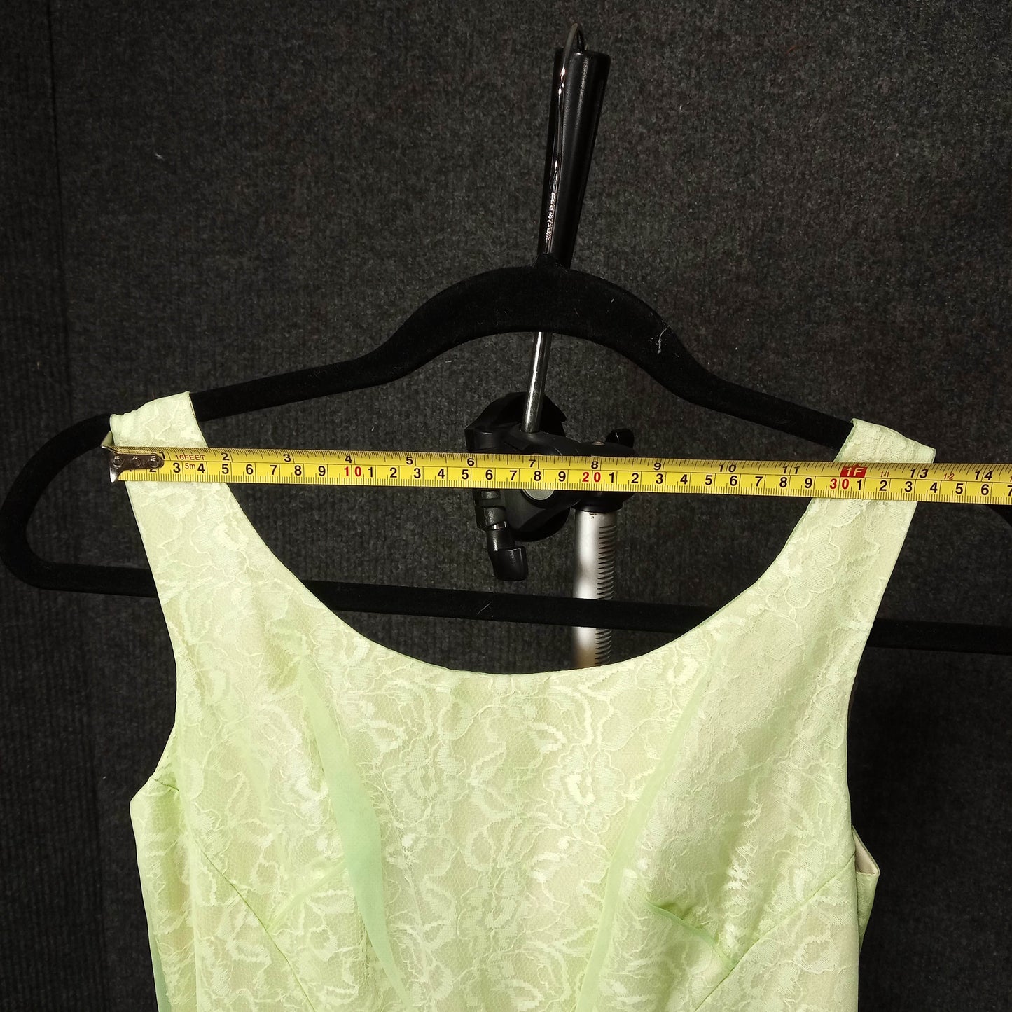 1950's Celery Chiffon Lace Column Gown