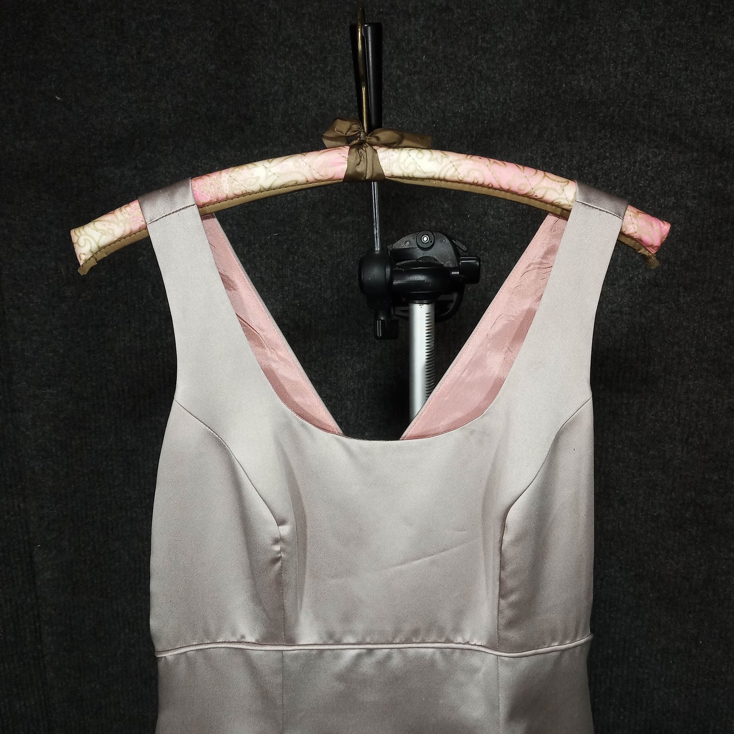 1960's Champagne Satin Column Dress with Rosettes by House of Bianchi