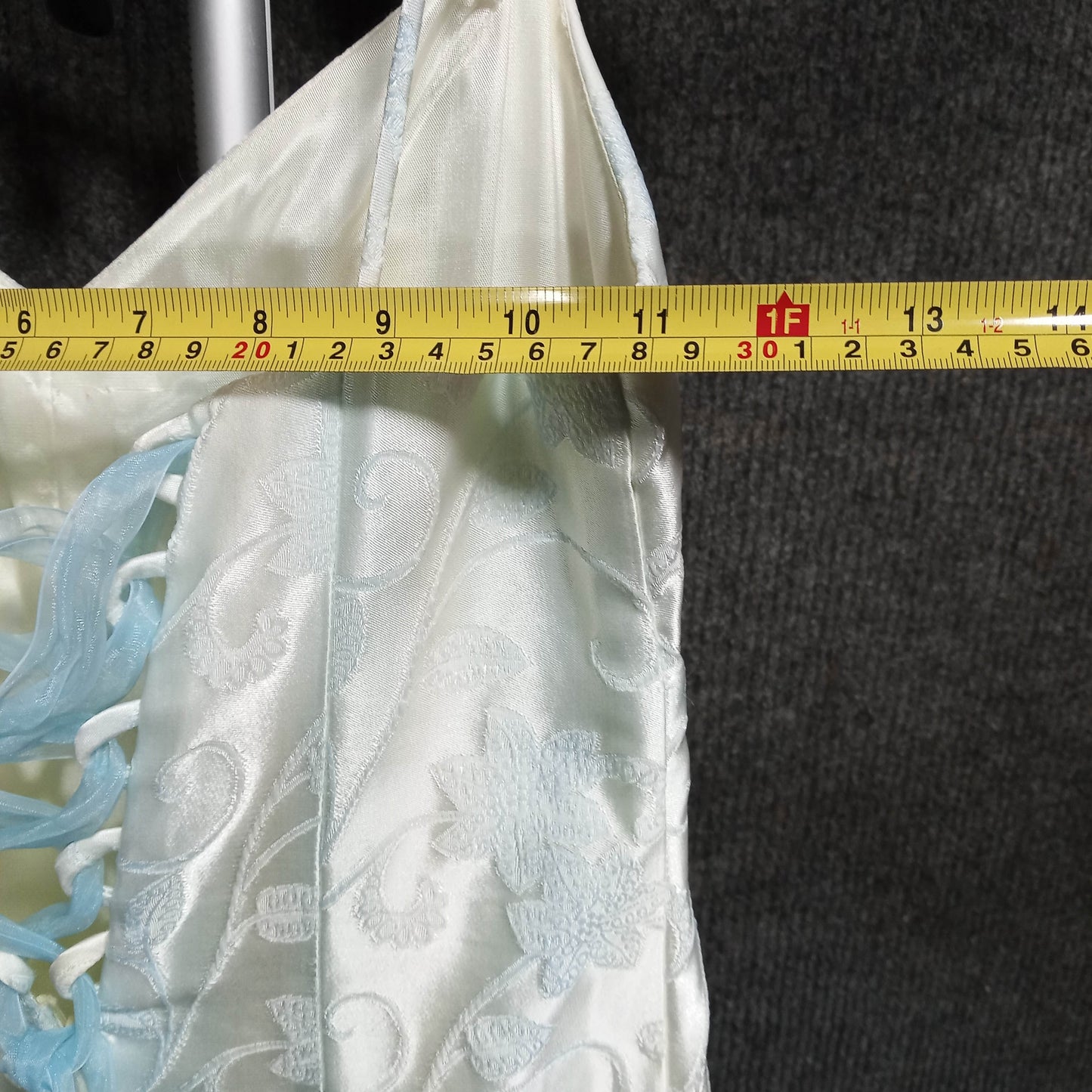 1970's Pale Blue Mermaid Tulle Trim Dress