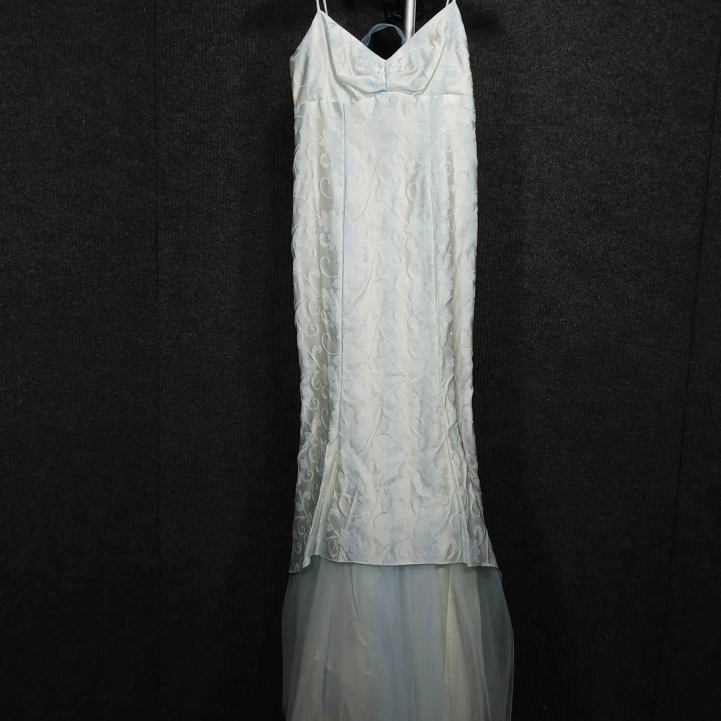 1970's Pale Blue Mermaid Tulle Trim Dress