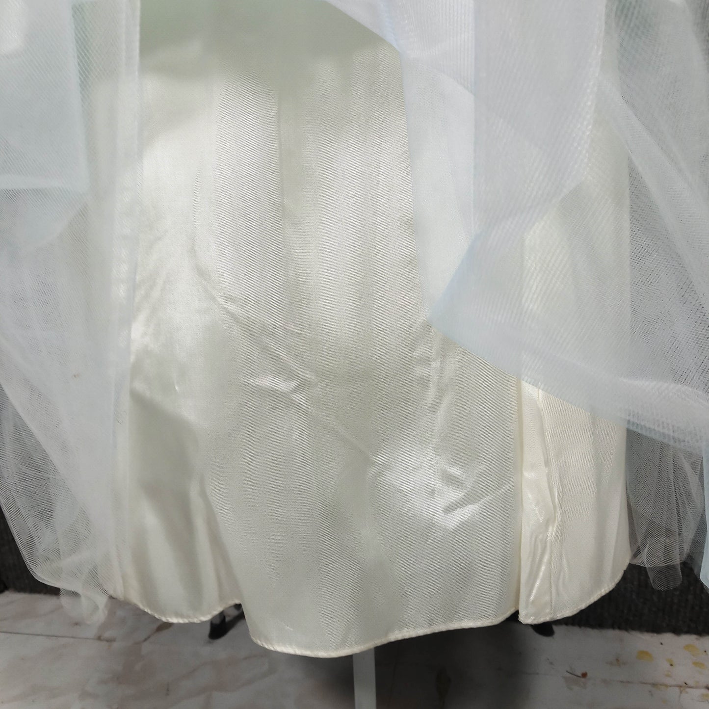 1970's Pale Blue Mermaid Tulle Trim Dress