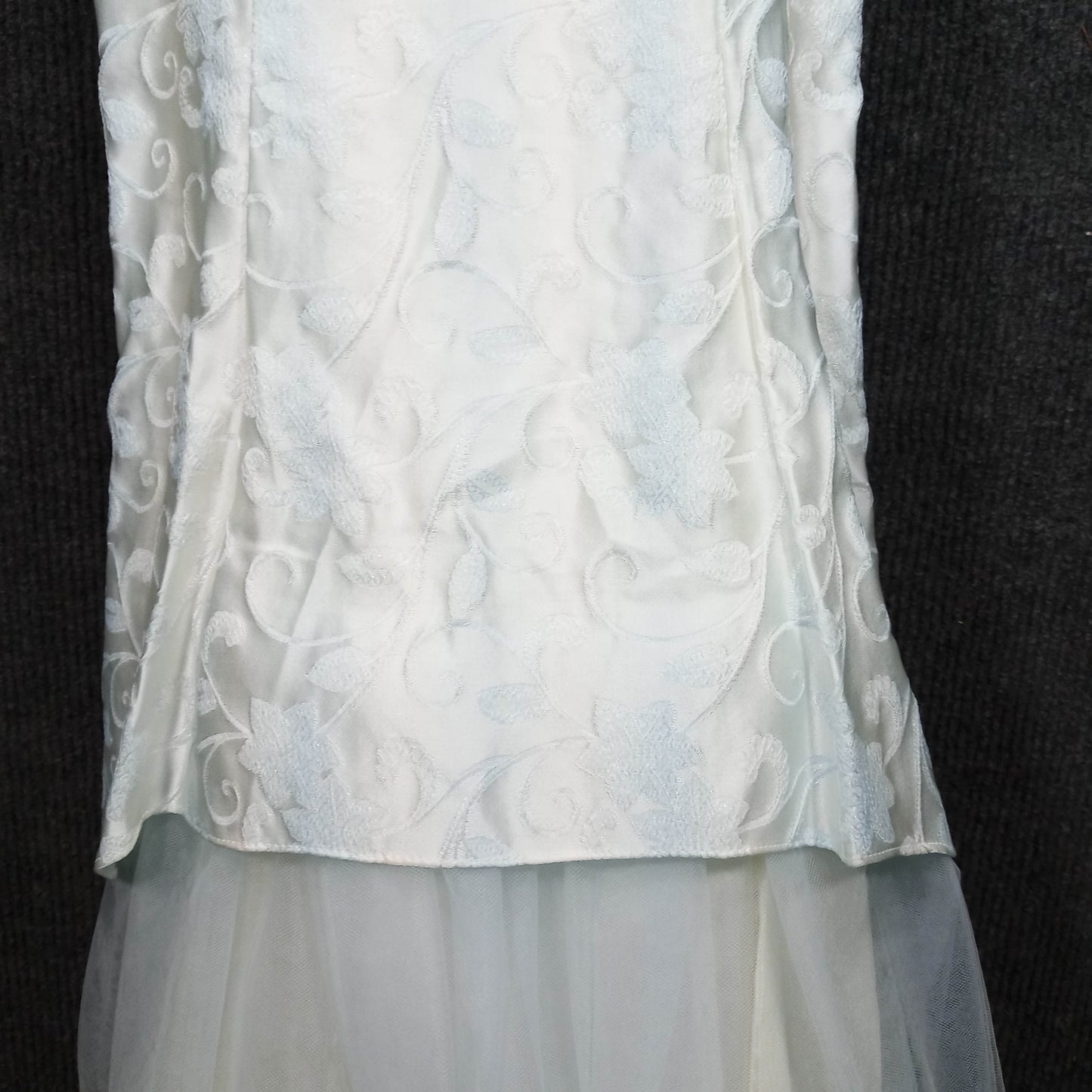 1970's Pale Blue Mermaid Tulle Trim Dress