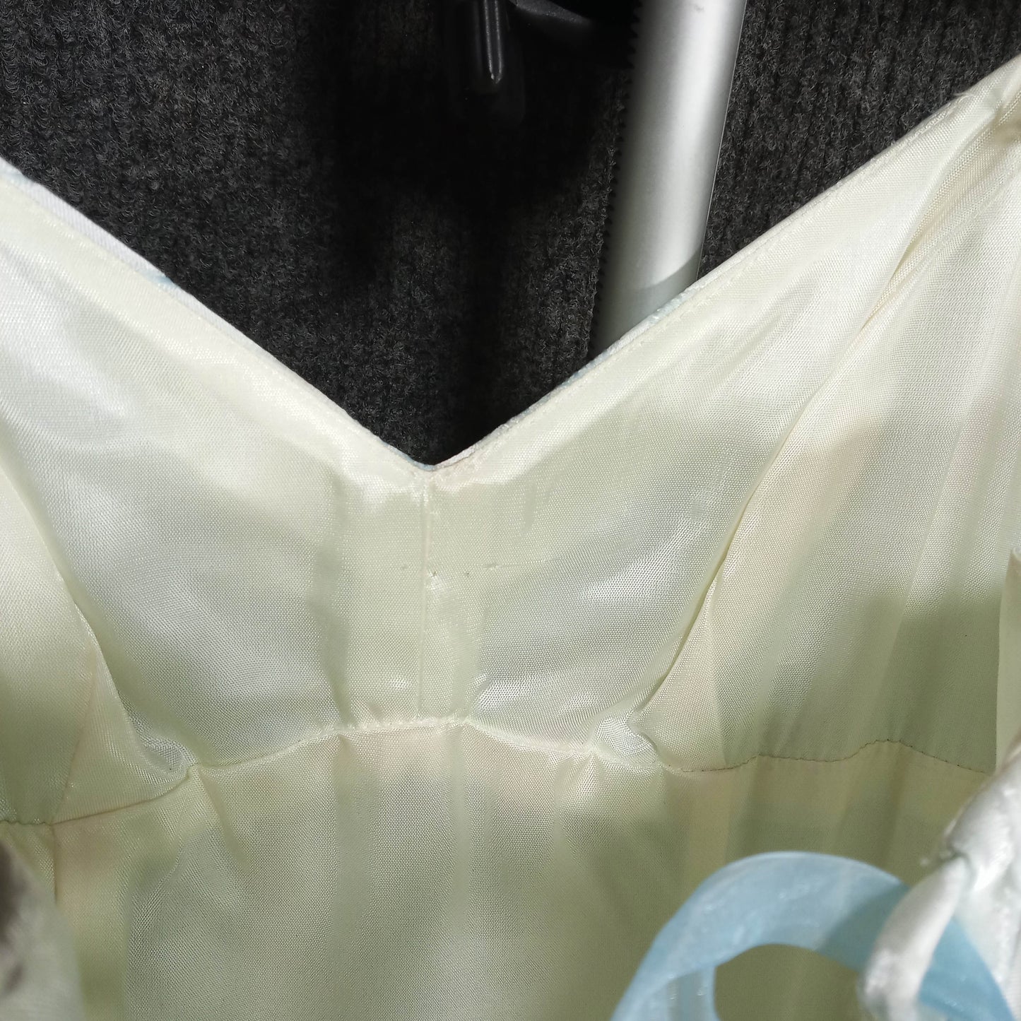 1970's Pale Blue Mermaid Tulle Trim Dress
