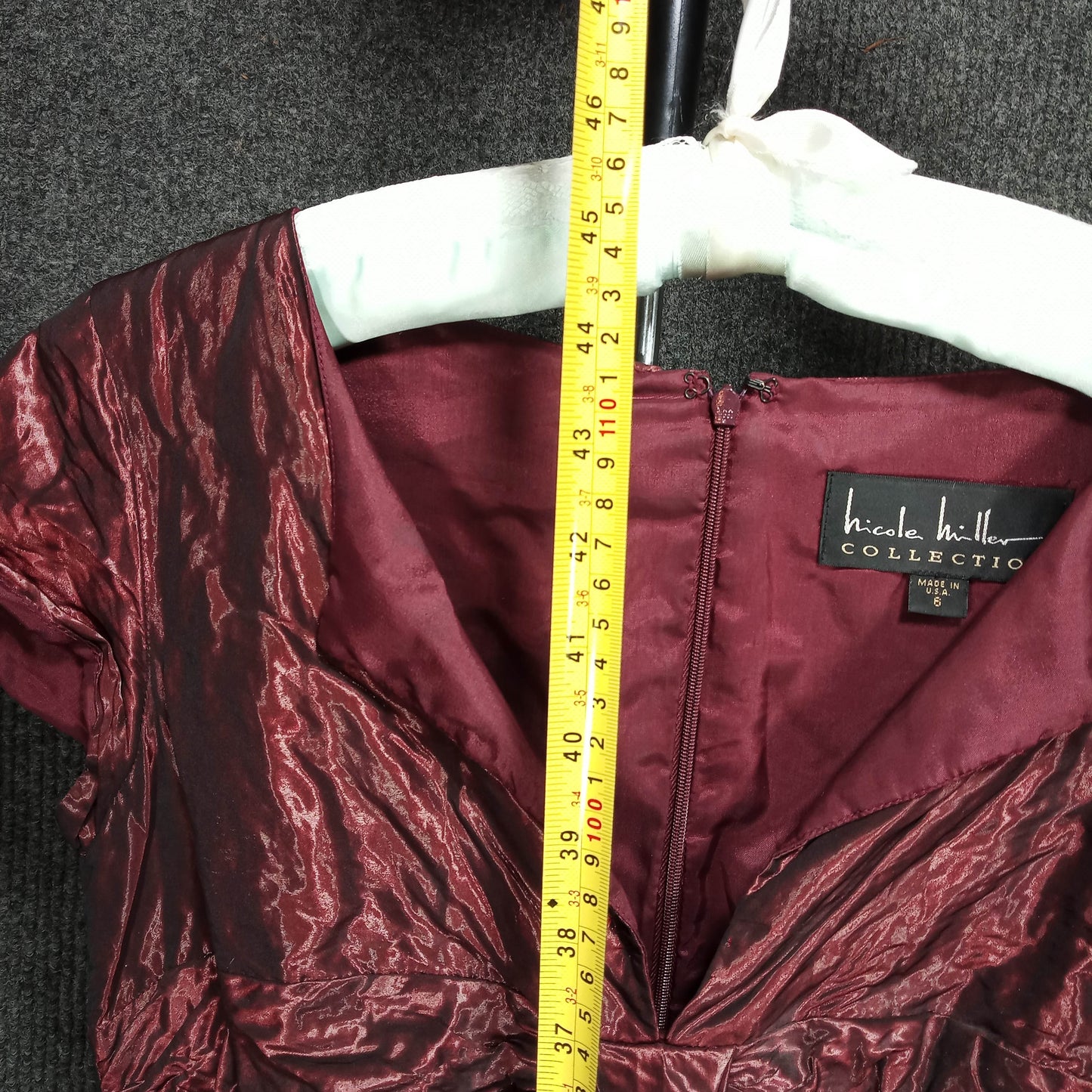 1960's Burgundy Taffeta Textured Dress by Nicole Miller