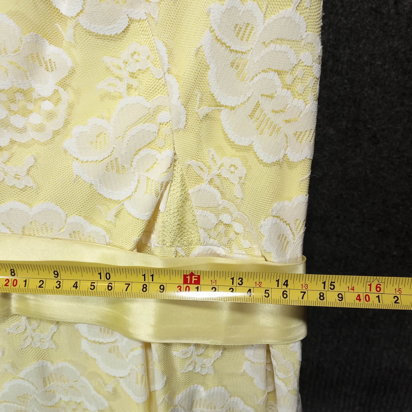 1950's Yellow Satin with White Lace Overlay Dress – Needs Love