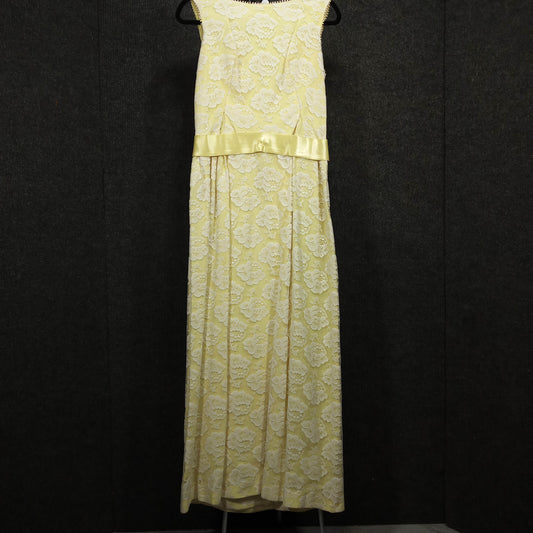 1950's Vintage Yellow Satin with White Lace Overlay Dress – Needs Love