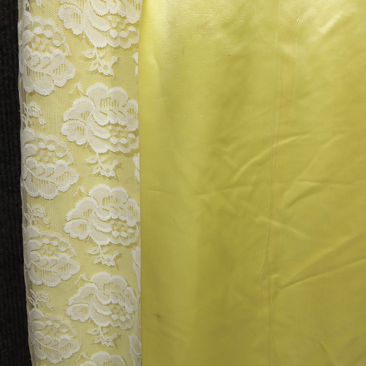 1950's Yellow Satin with White Lace Overlay Dress – Needs Love