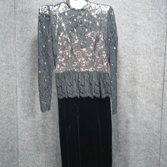 1950s Vintage Circle Dress: Black Faille, Box-Pleat Waist Detail by Lily Rubin