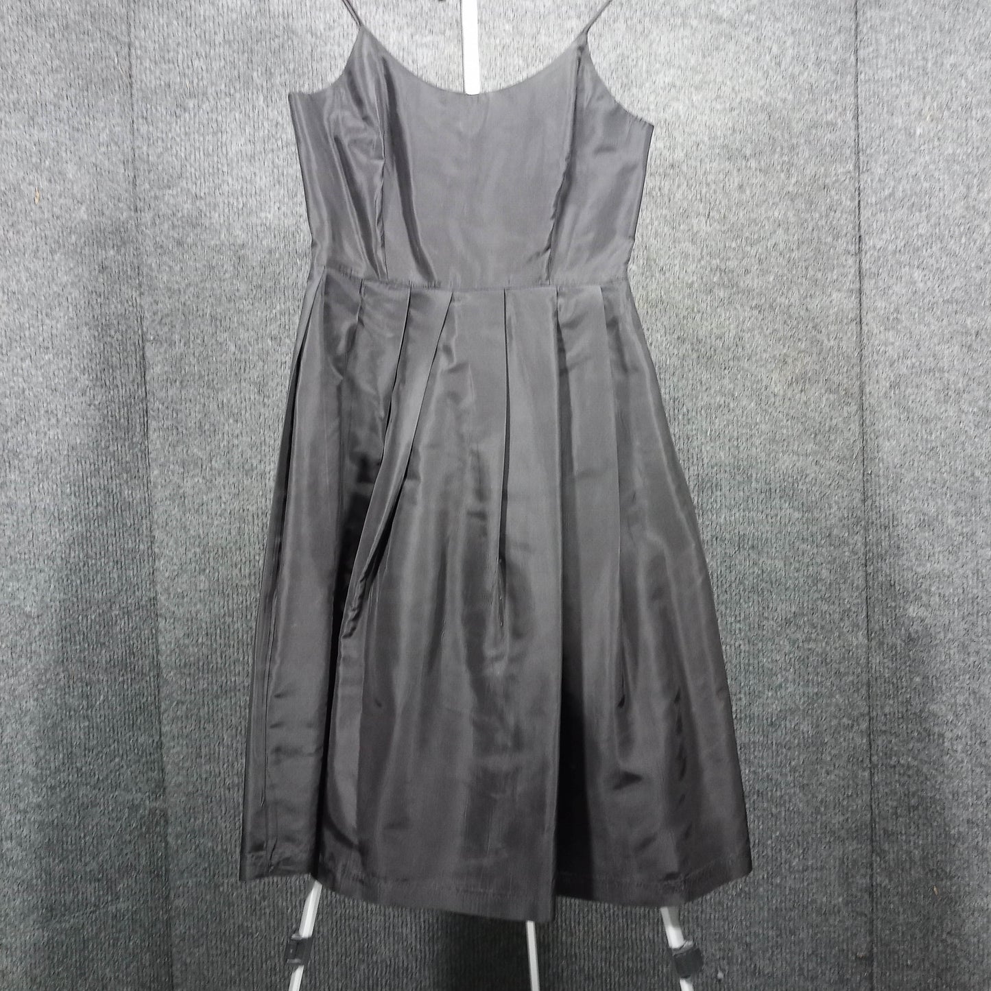 1950's Black Faille Box-Pleat Waist Detail Circle Dress
