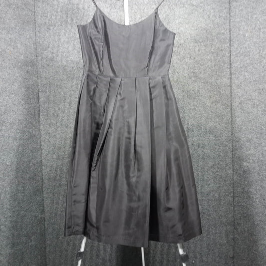 1950s Vintage Black Faille Box-Pleat Waist Detail Circle Dress