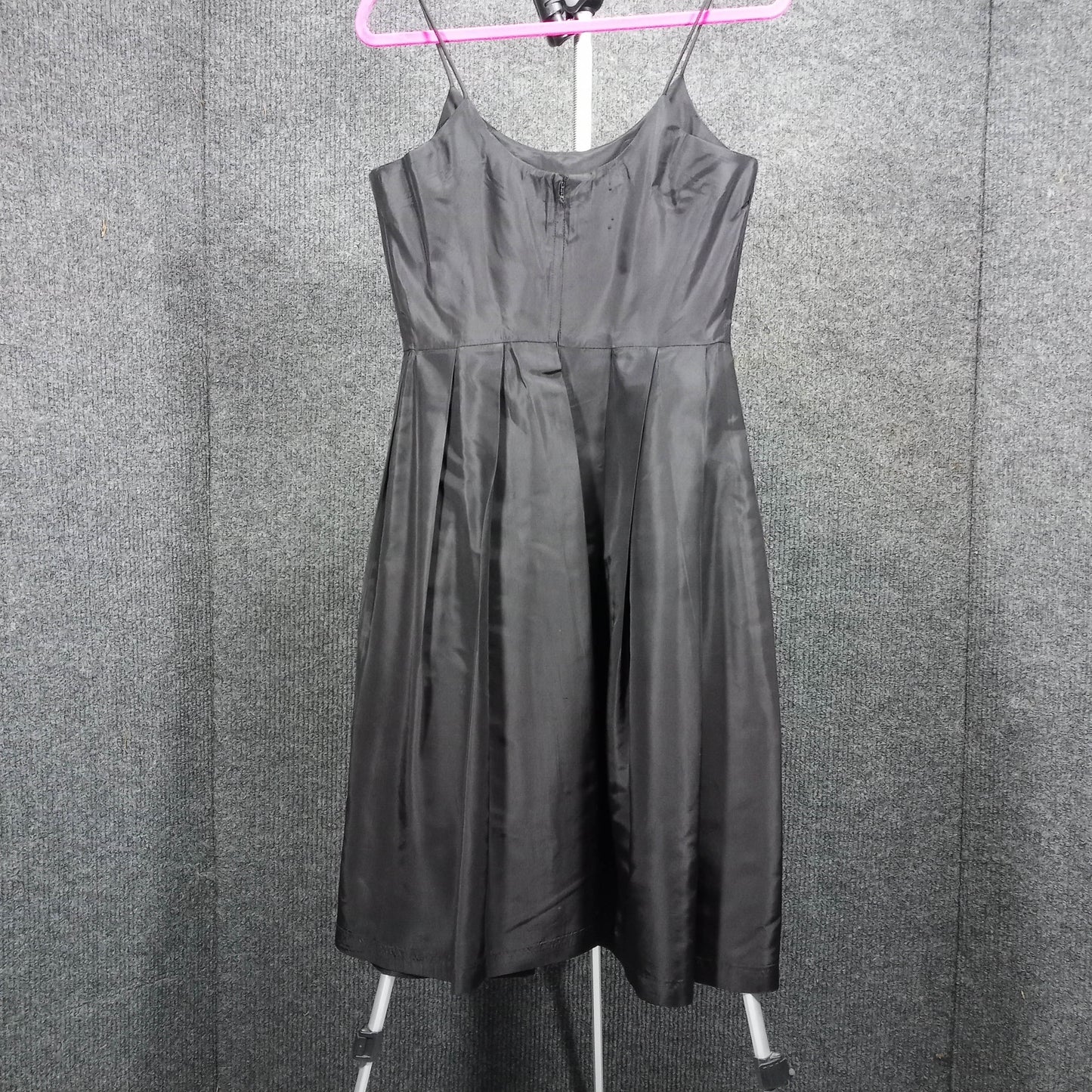 1950's Black Faille Box-Pleat Waist Detail Circle Dress