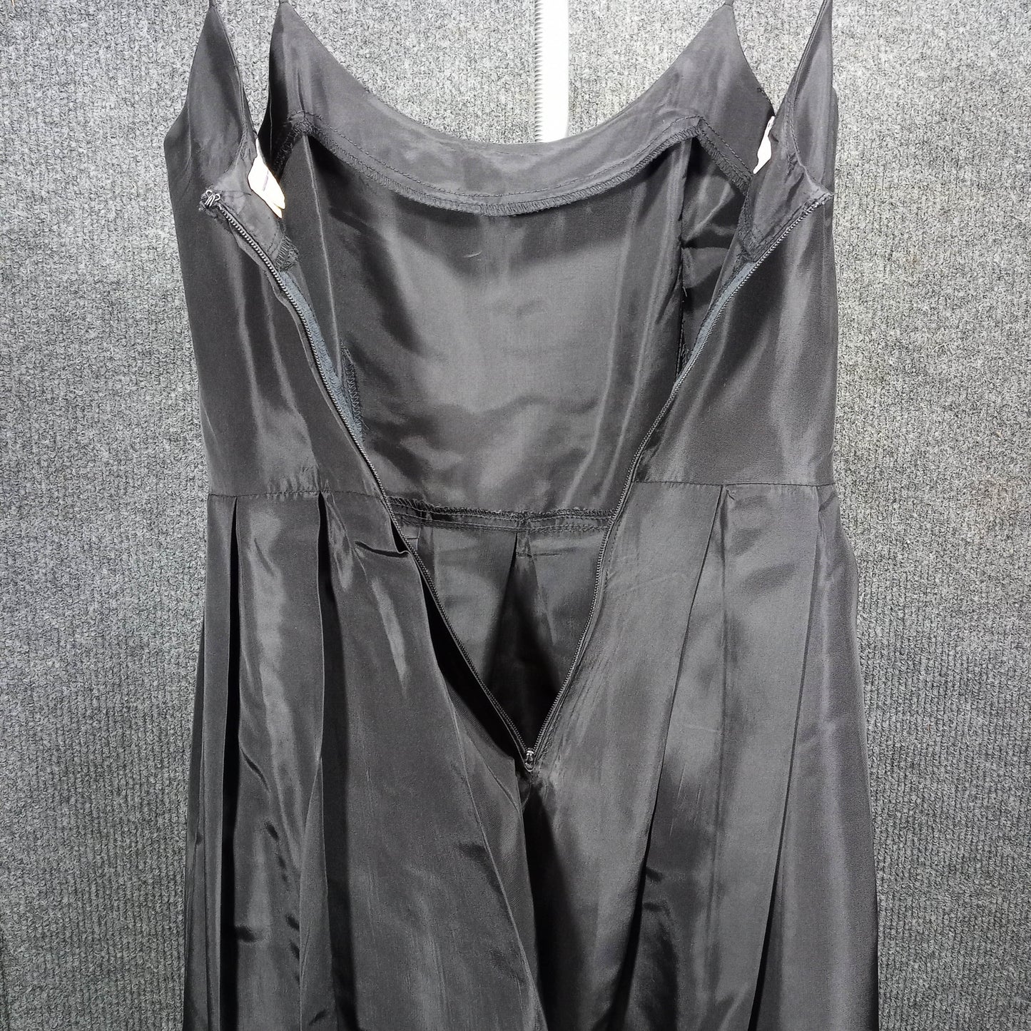 1950's Black Faille Box-Pleat Waist Detail Circle Dress