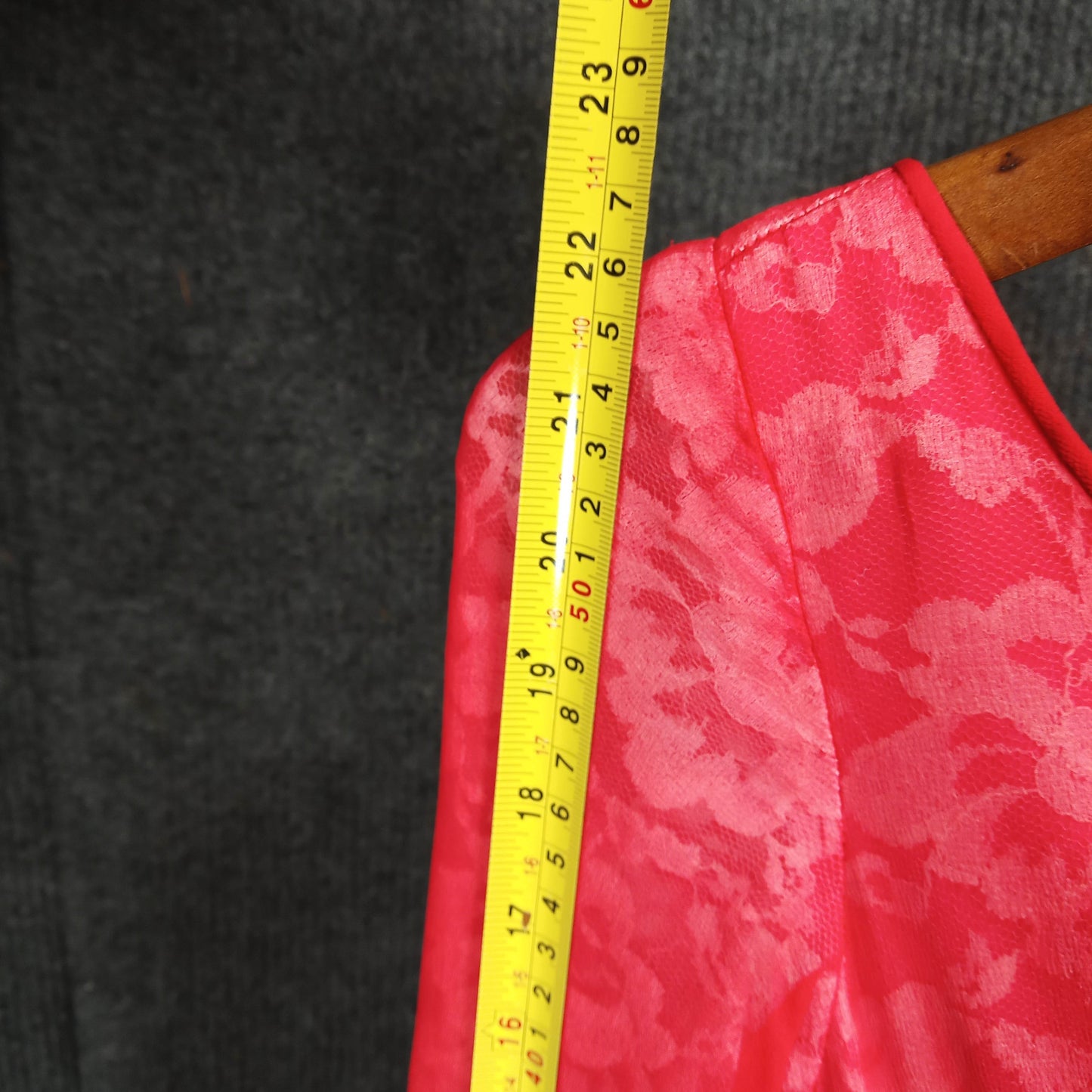 1950's Red Chiffon Column Dress Lace Underlay at Bust by Meri Gai Weddings