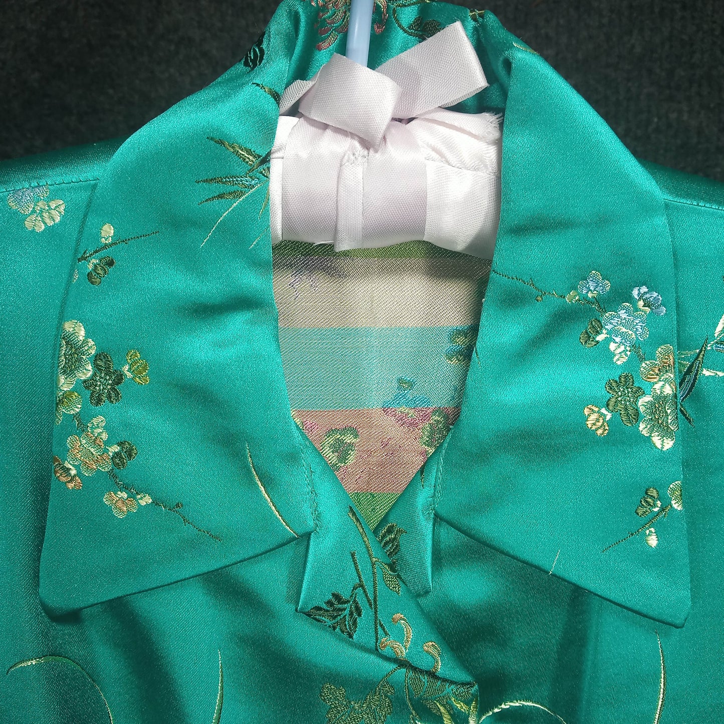 1950's Green Silk Damask Circle Dress