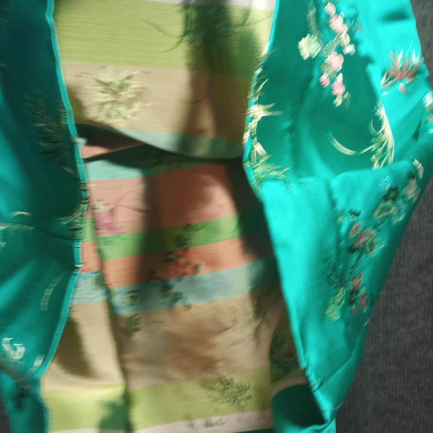 1950's Green Silk Damask Circle Dress