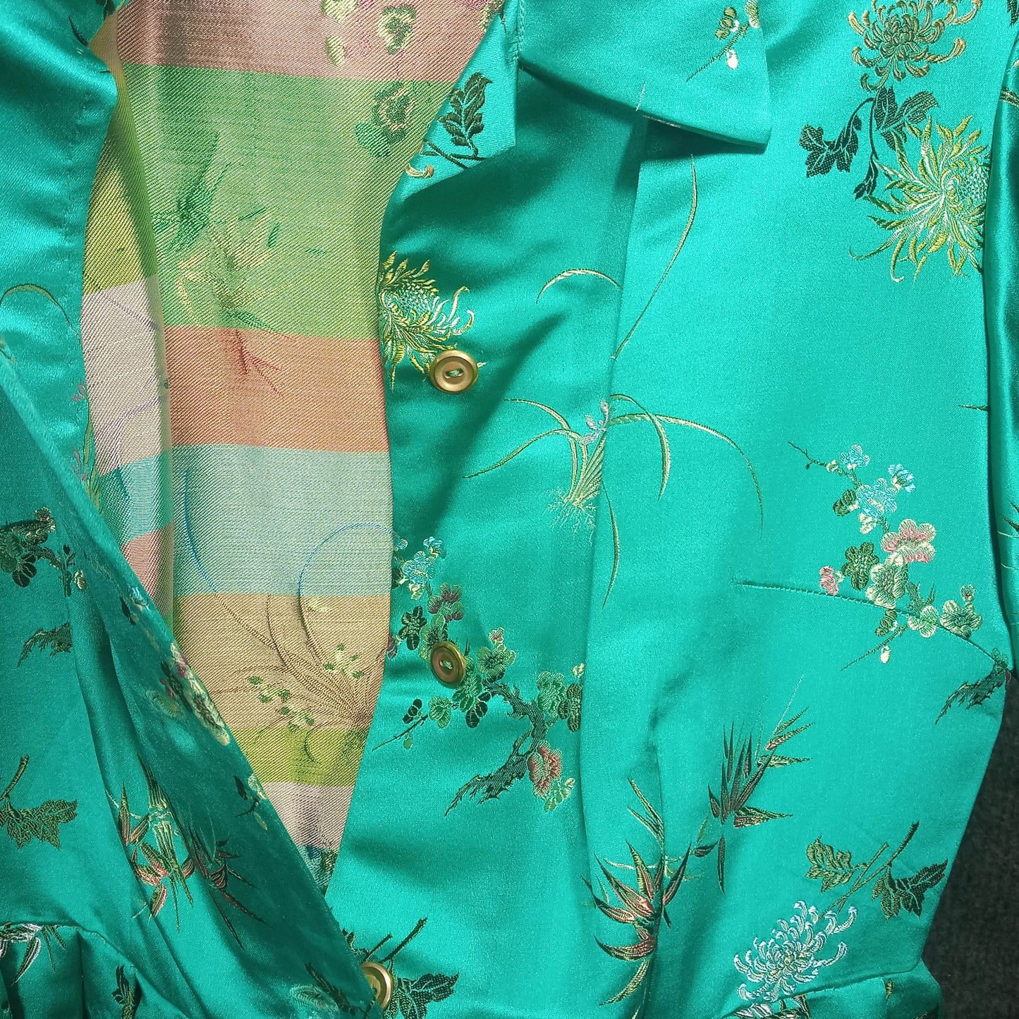 1950's Green Silk Damask Circle Dress