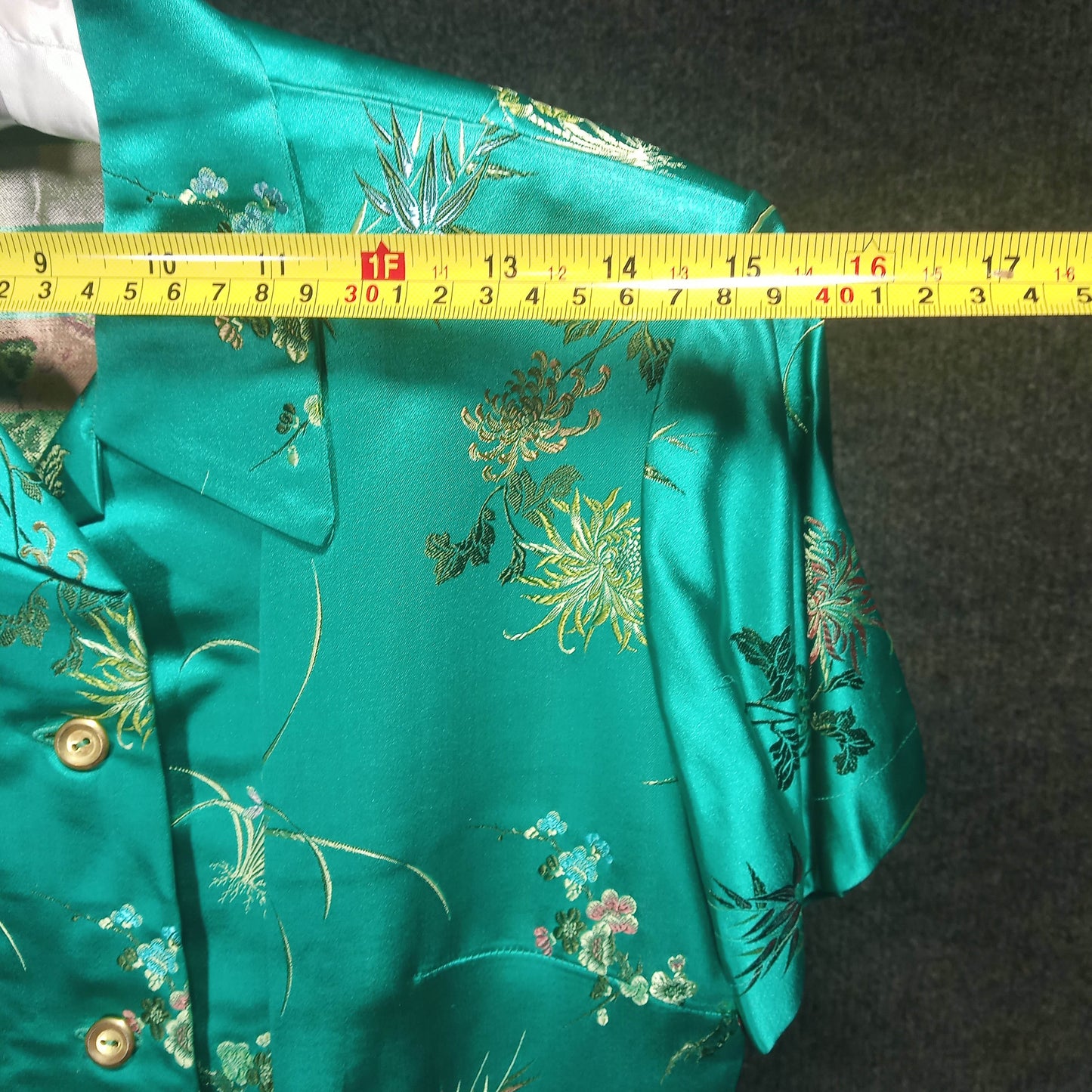 1950's Green Silk Damask Circle Dress