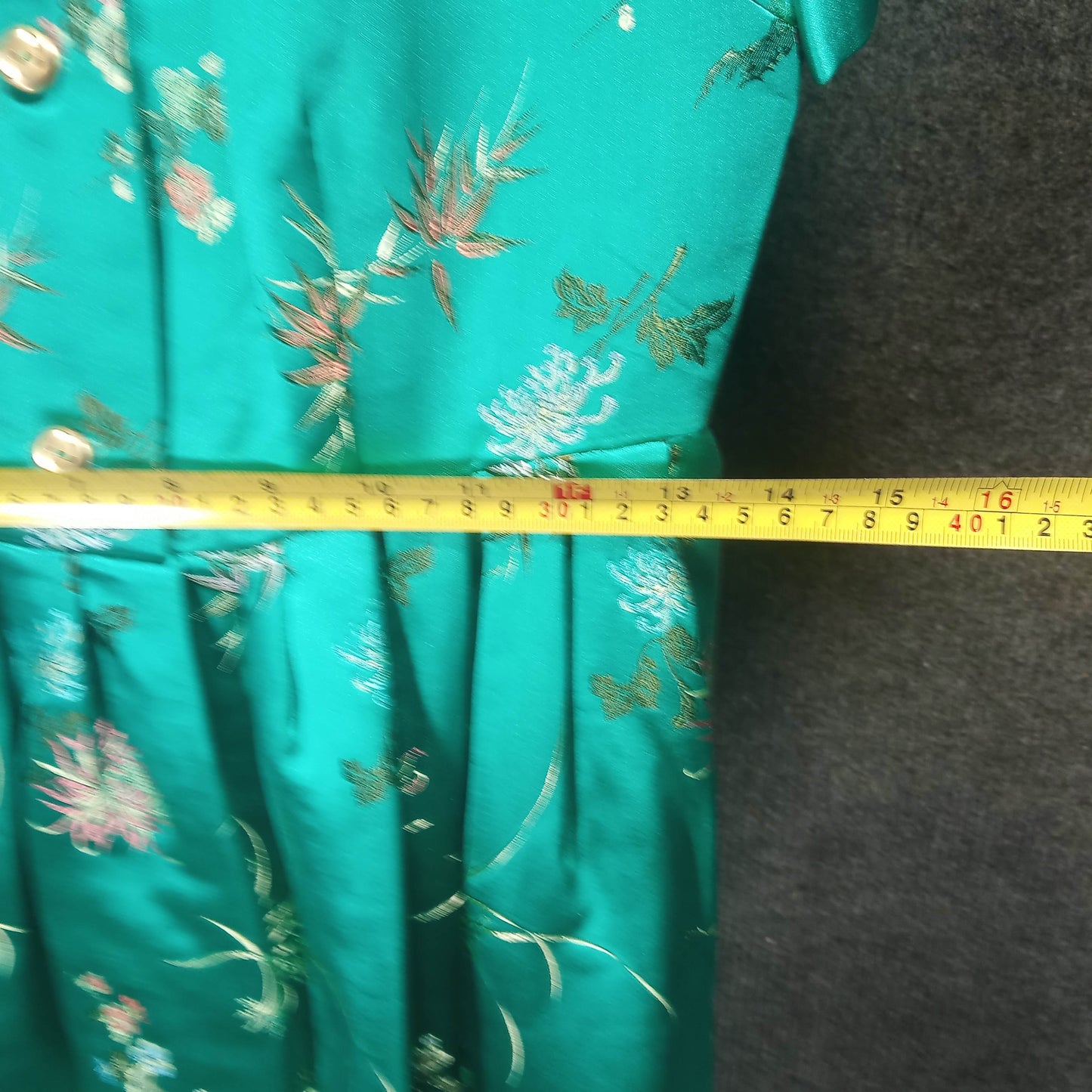 1950's Green Silk Damask Circle Dress