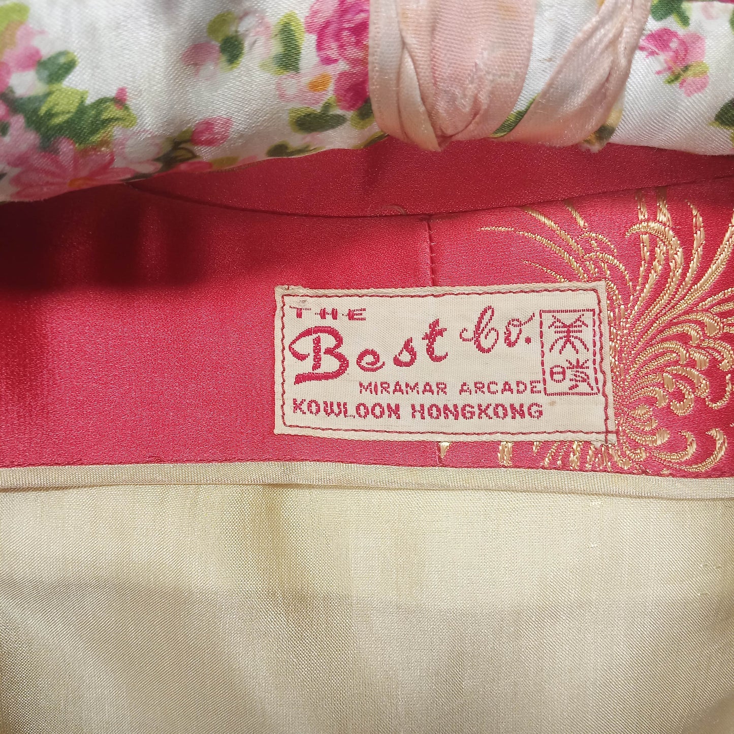 1950's Coral Silk Damask Wiggle Dress with Coat by Best Co