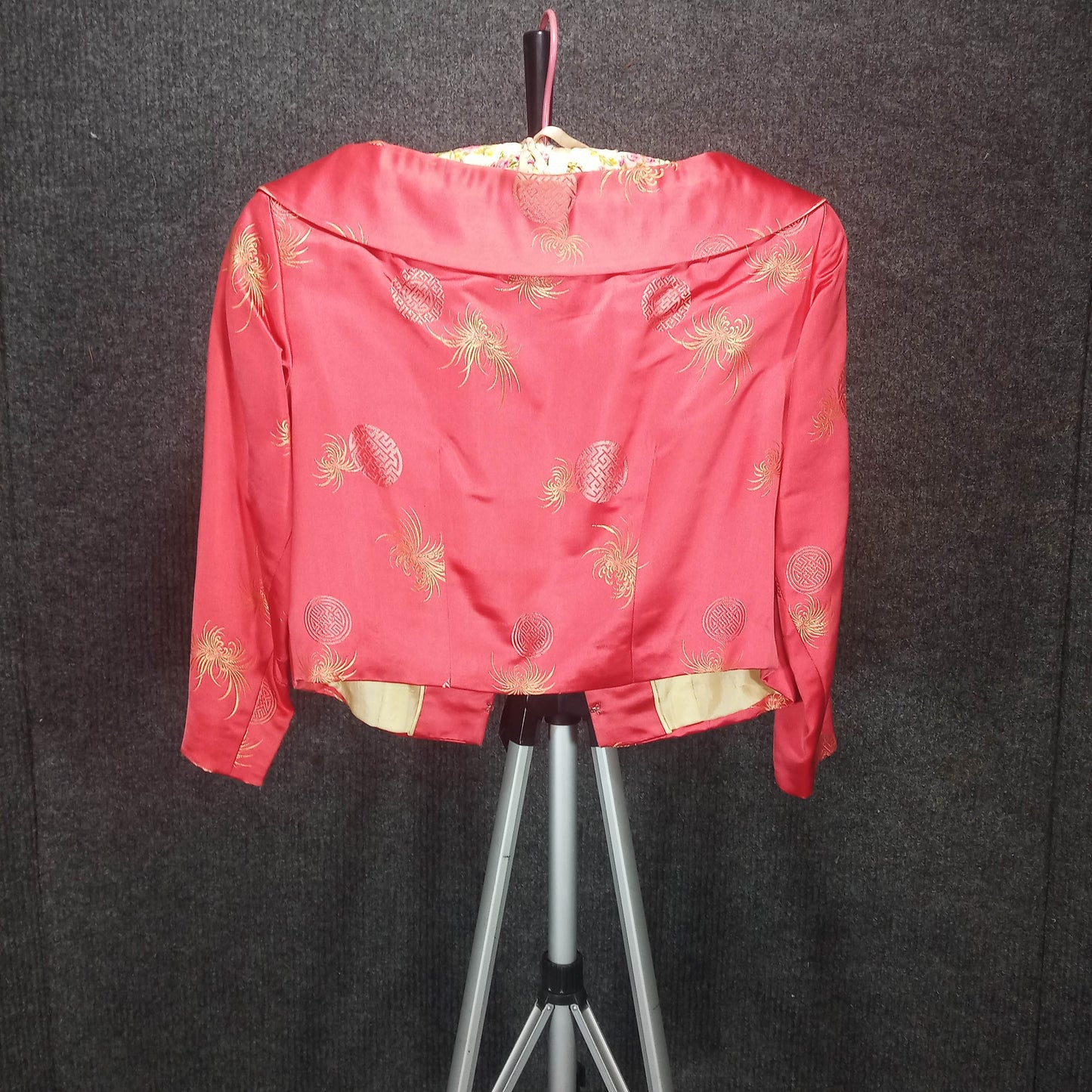 1950's Coral Silk Damask Wiggle Dress with Coat by Best Co