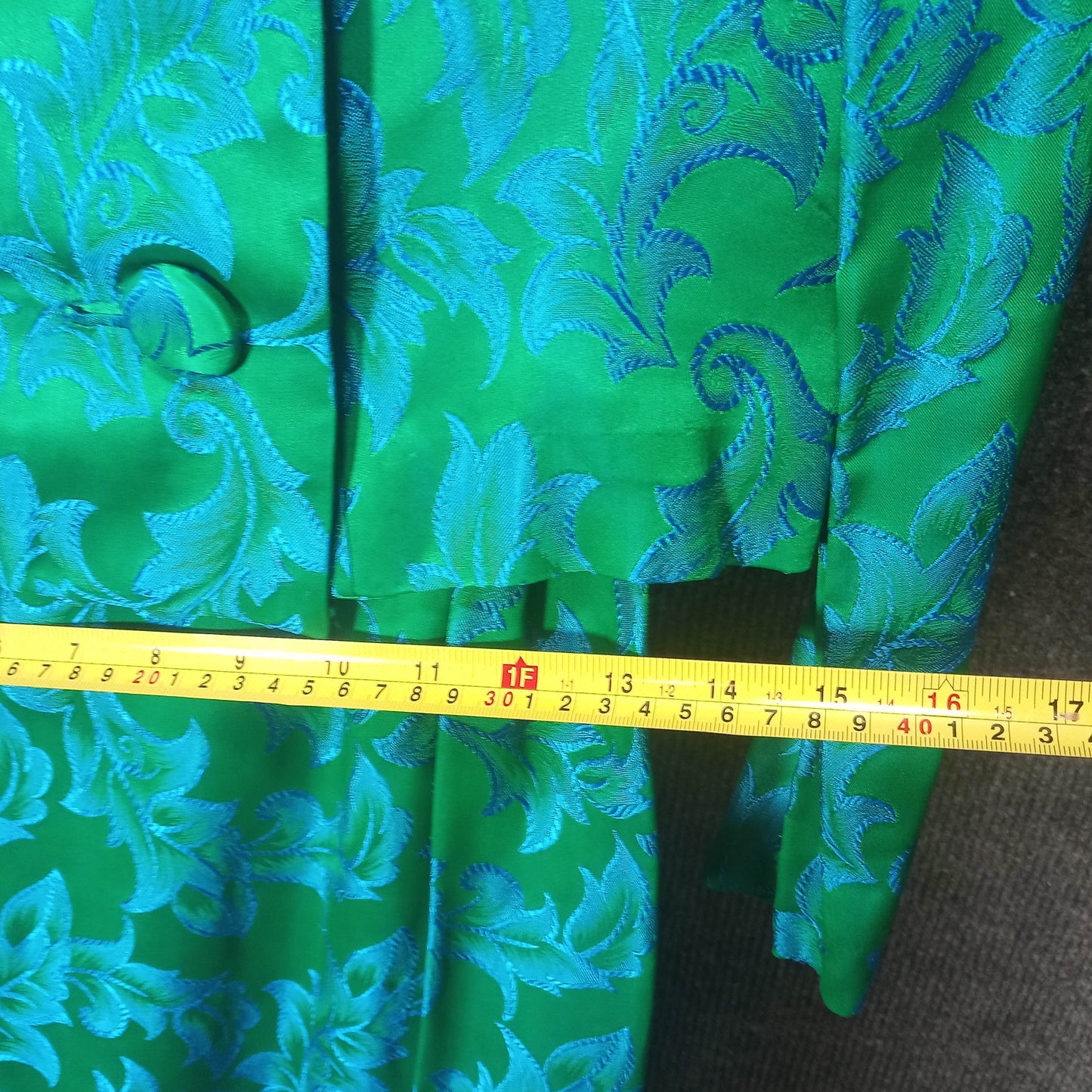 1950's Blue and Green Brocade Wiggle Dress with Matching Coat