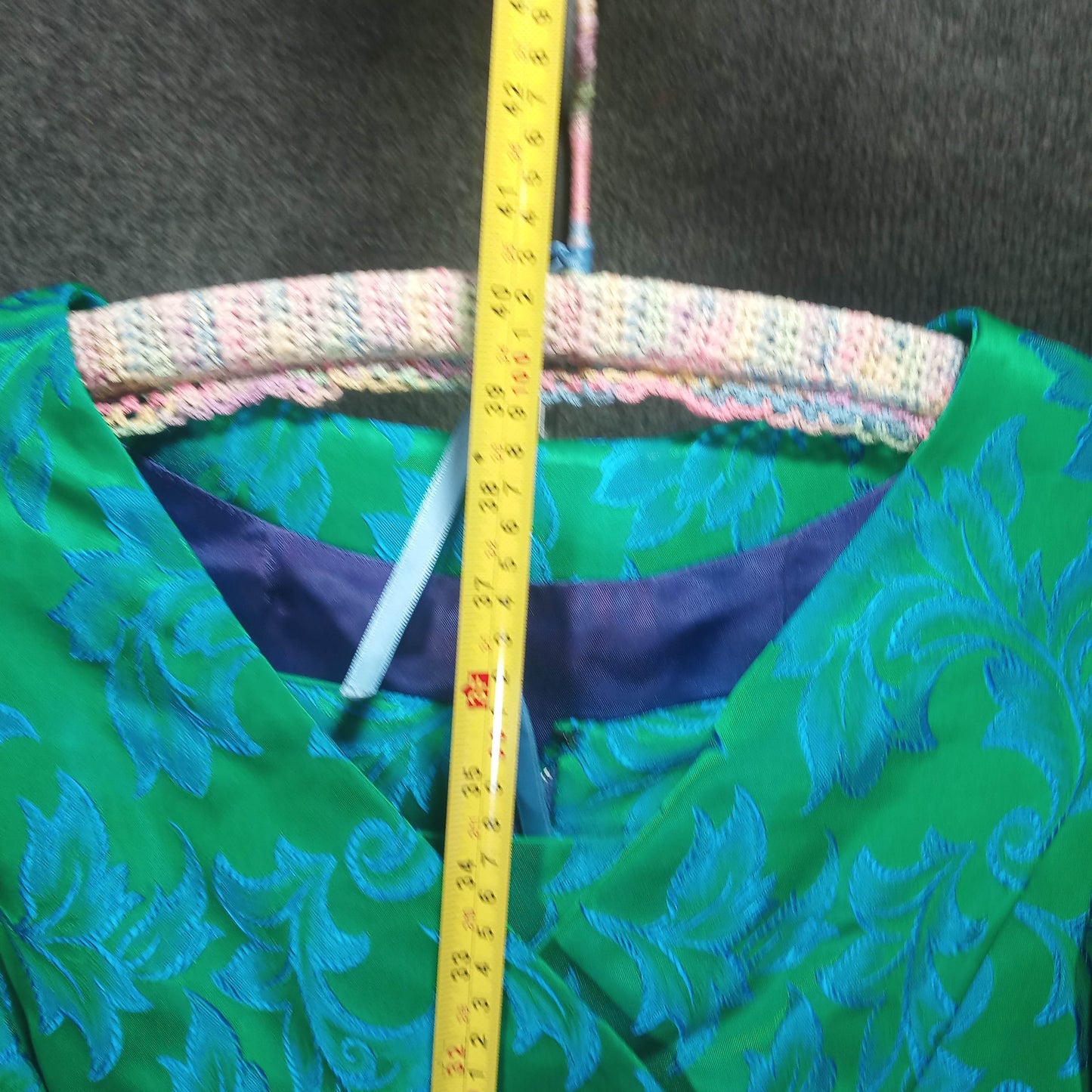 1950's Blue and Green Brocade Wiggle Dress with Matching Coat