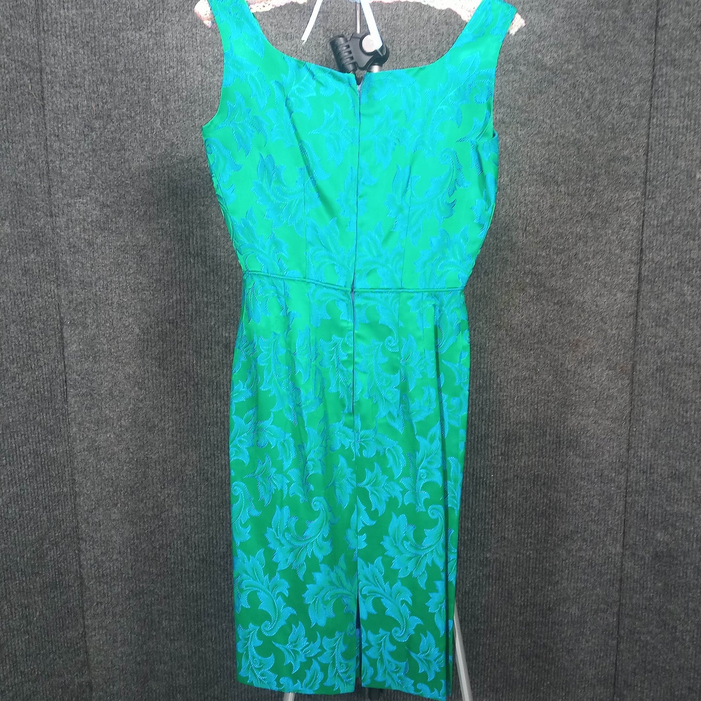1950's Blue and Green Brocade Wiggle Dress with Matching Coat
