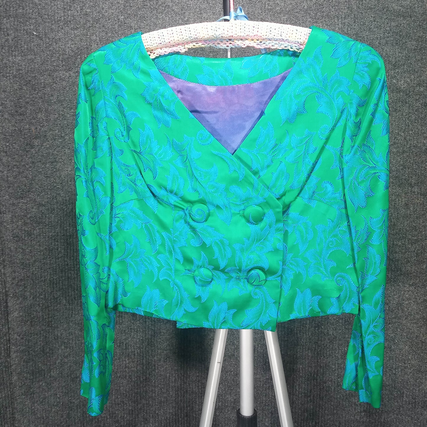 1950's Blue and Green Brocade Wiggle Dress with Matching Coat