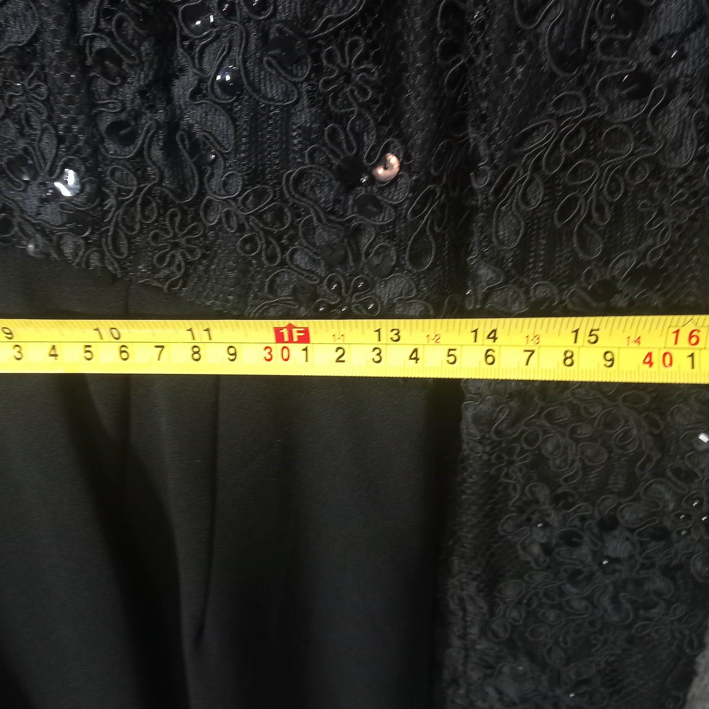 1950's Black Rayon Lace Beaded Long Sleeve Wiggle Dress