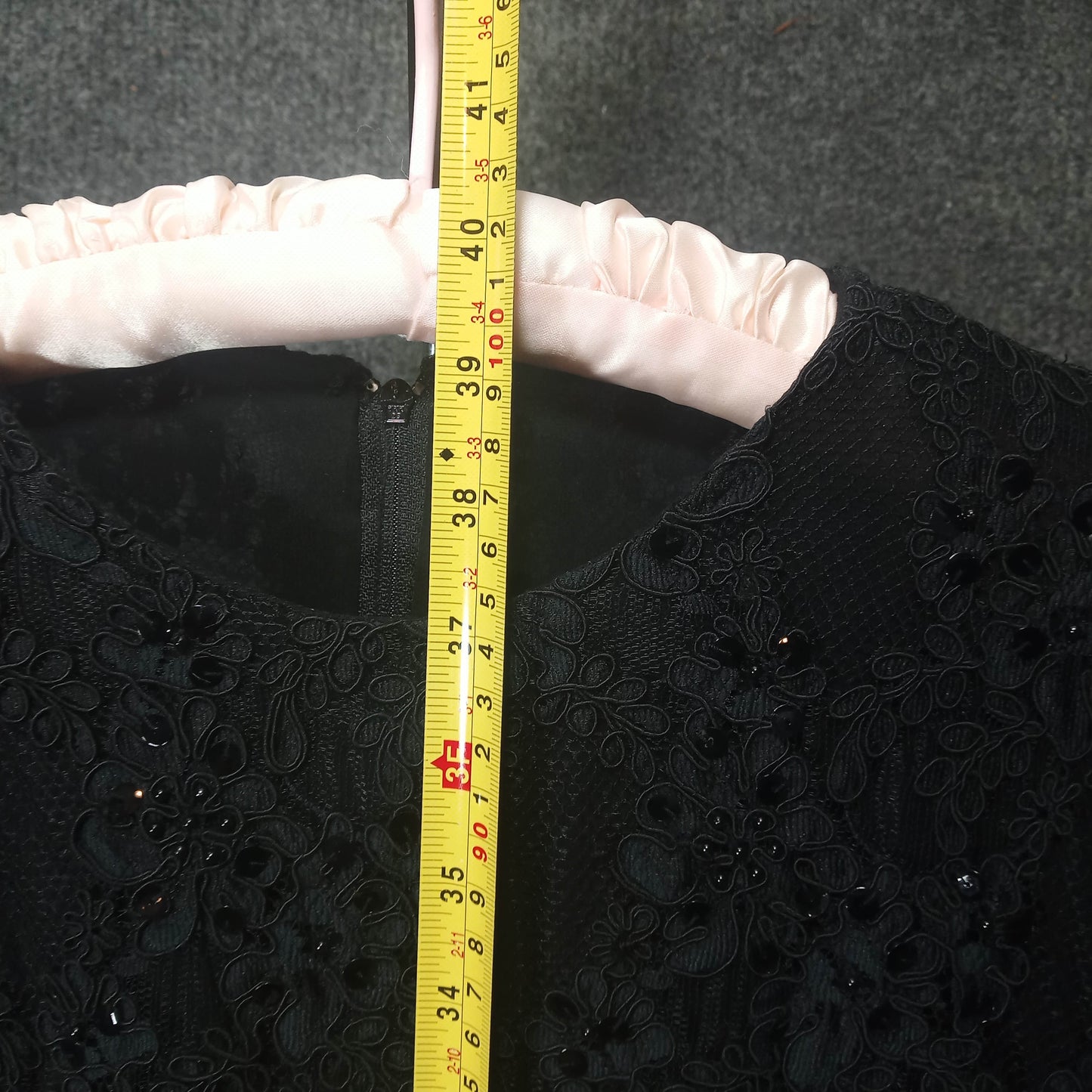 1950's Black Rayon Lace Beaded Long Sleeve Wiggle Dress