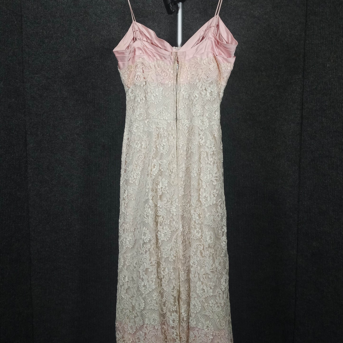 1950's Pink Slipper Silk Lace Wiggle Dress with Stole