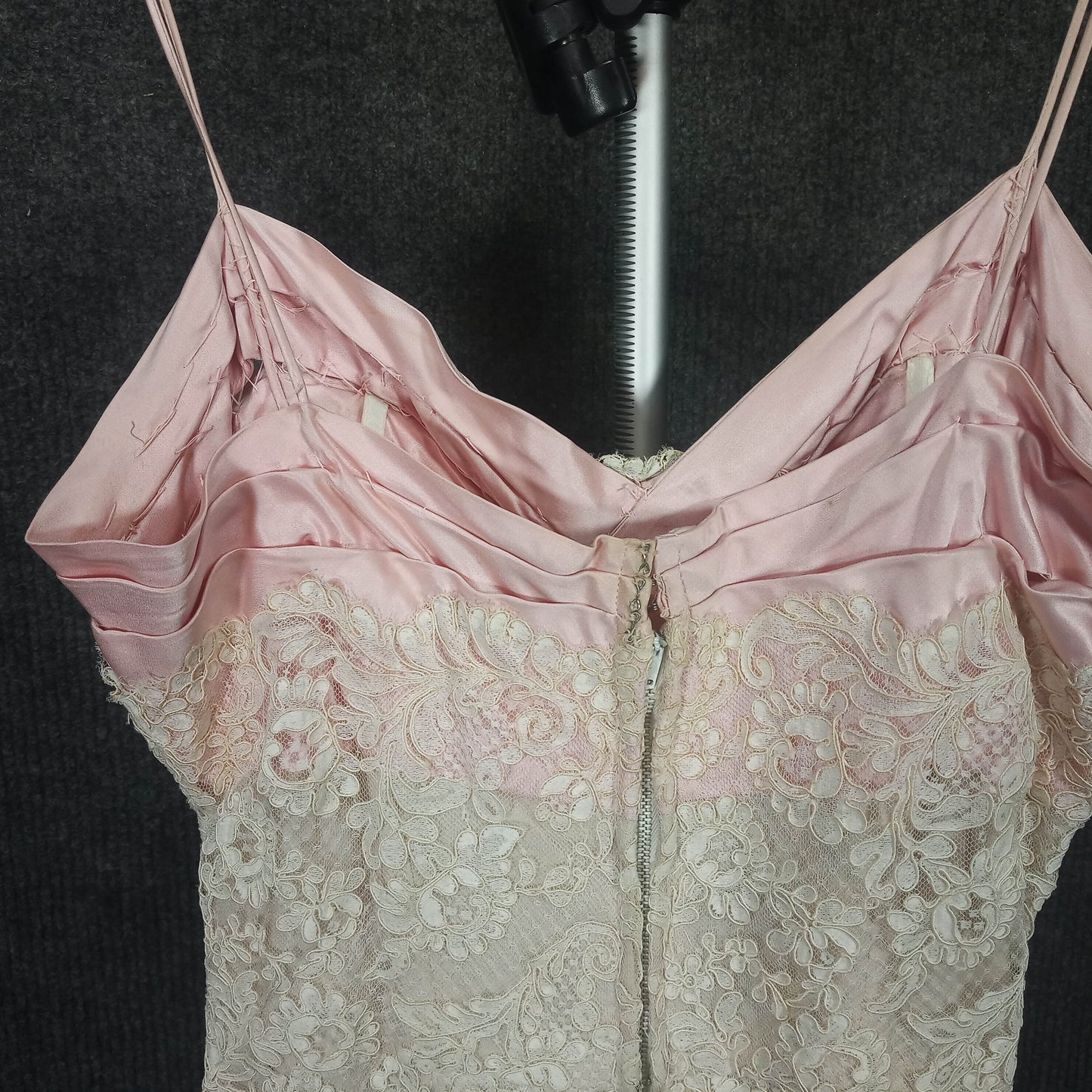 1950's Pink Slipper Silk Lace Wiggle Dress with Stole