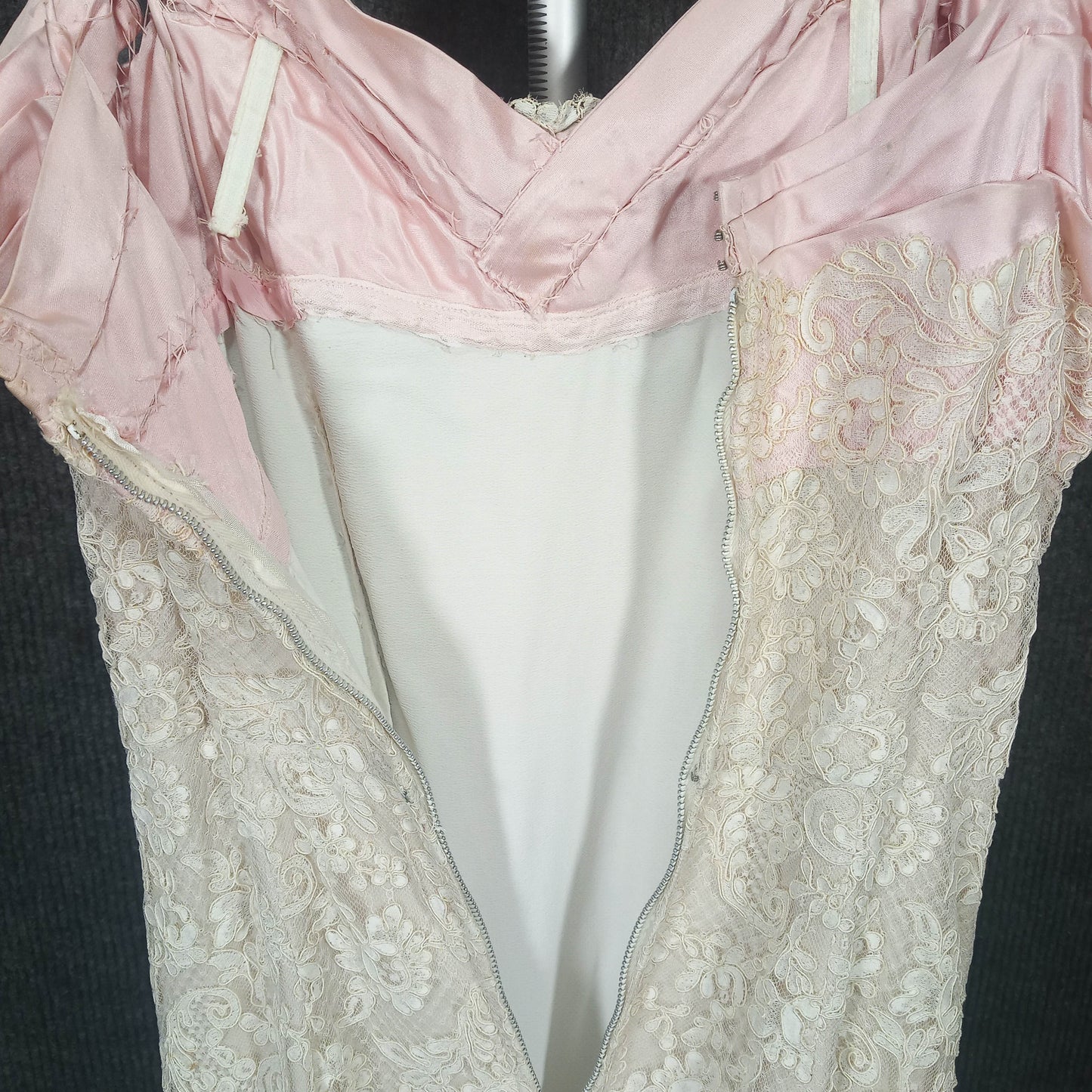 1950's Pink Slipper Silk Lace Wiggle Dress with Stole