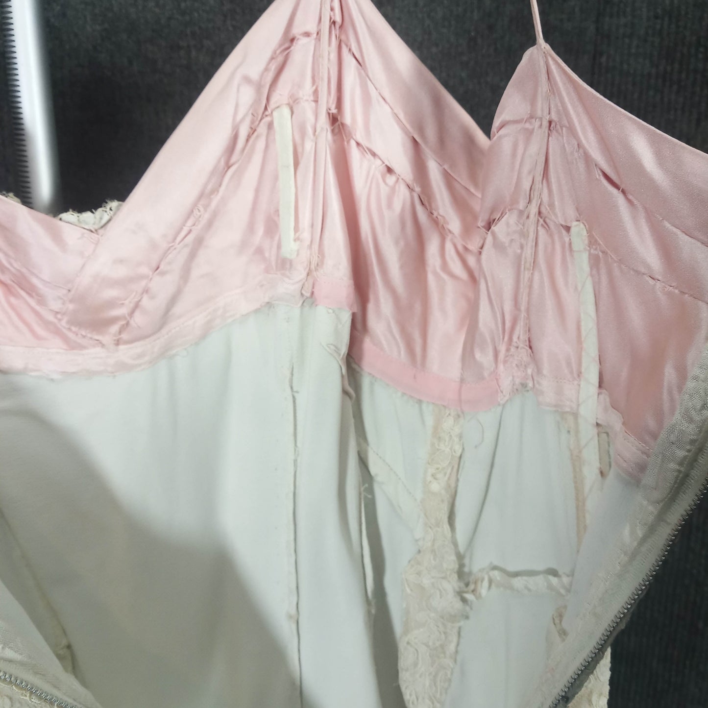 1950's Pink Slipper Silk Lace Wiggle Dress with Stole
