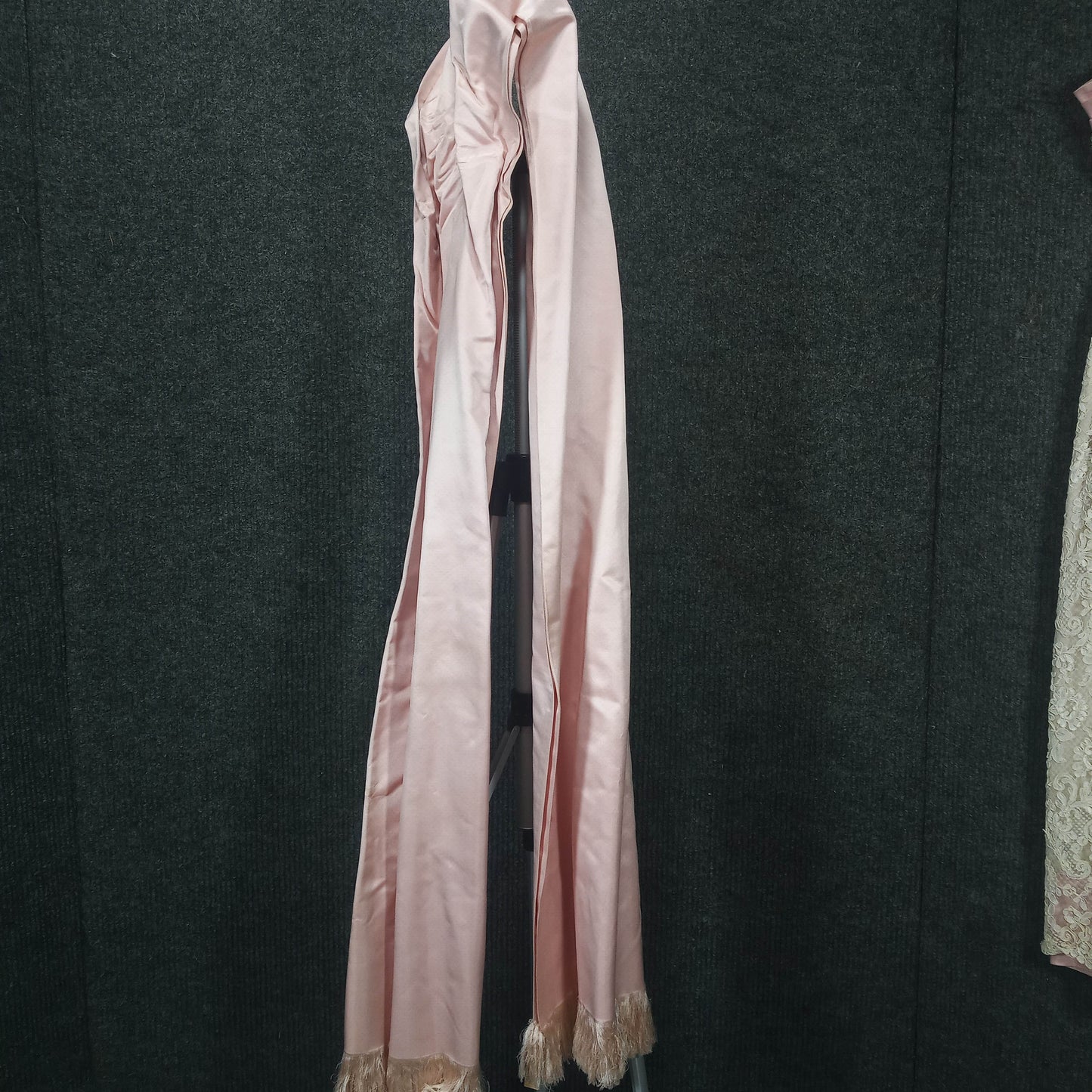 1950's Pink Slipper Silk Lace Wiggle Dress with Stole