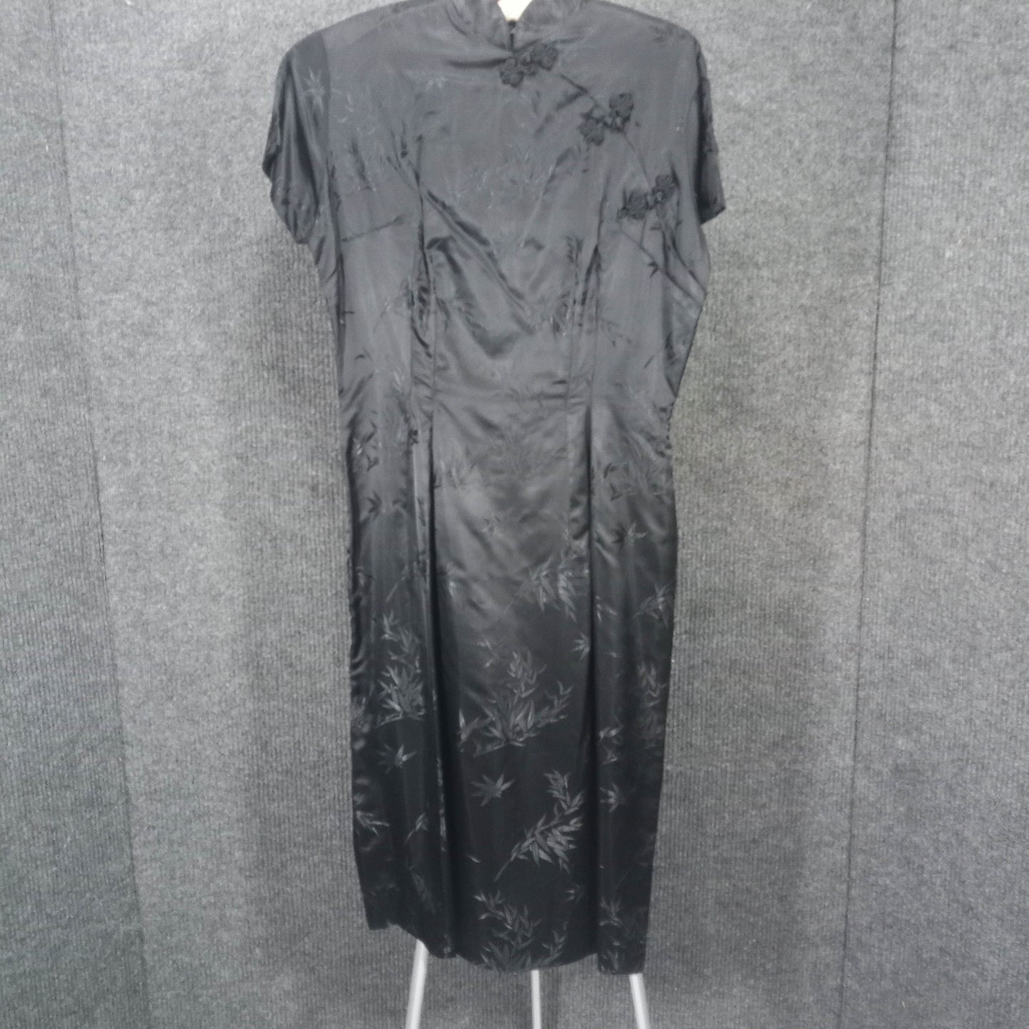 1950's Black Damask Silk Sheath