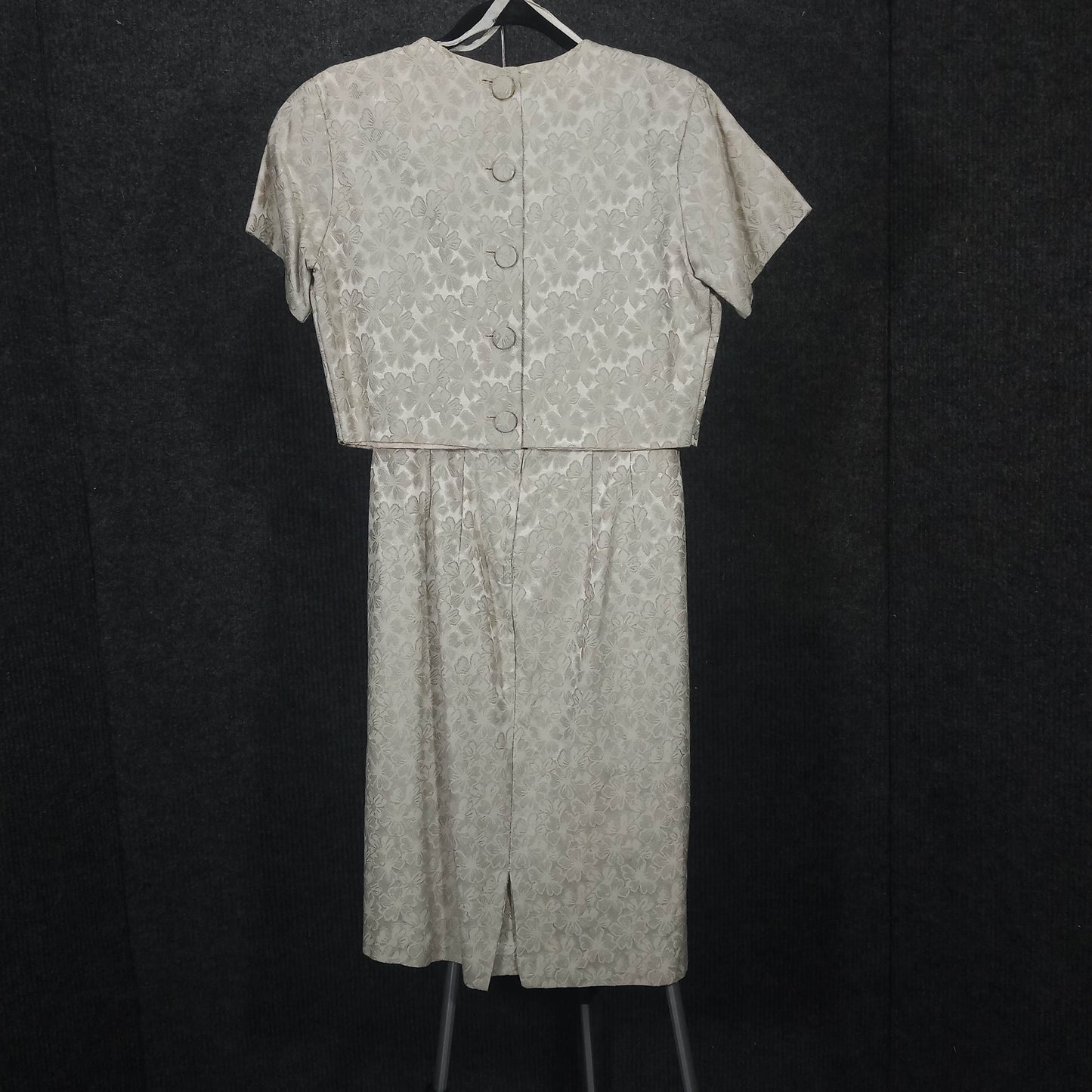 1950's Sage Brocade Shift with Bow Top
