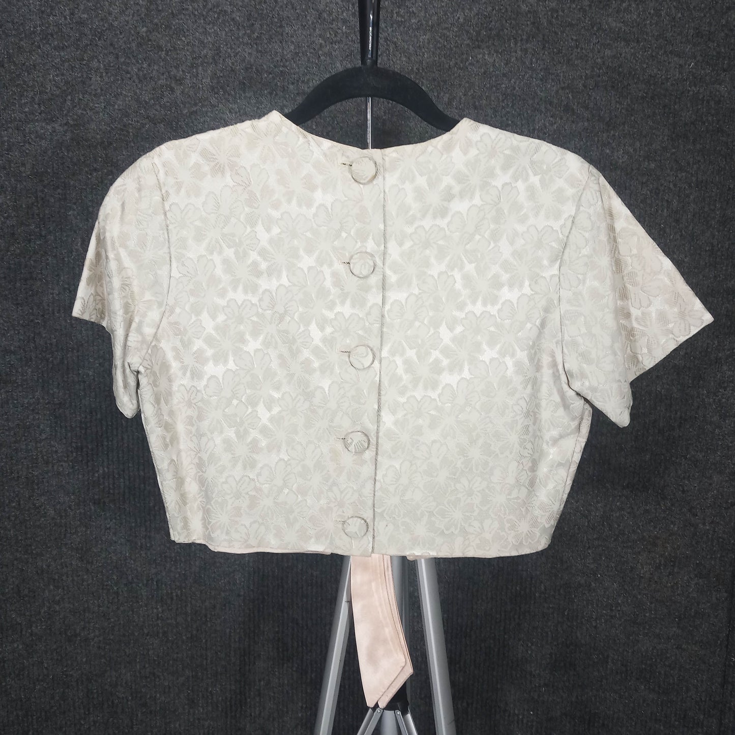 1950's Sage Brocade Shift with Bow Top