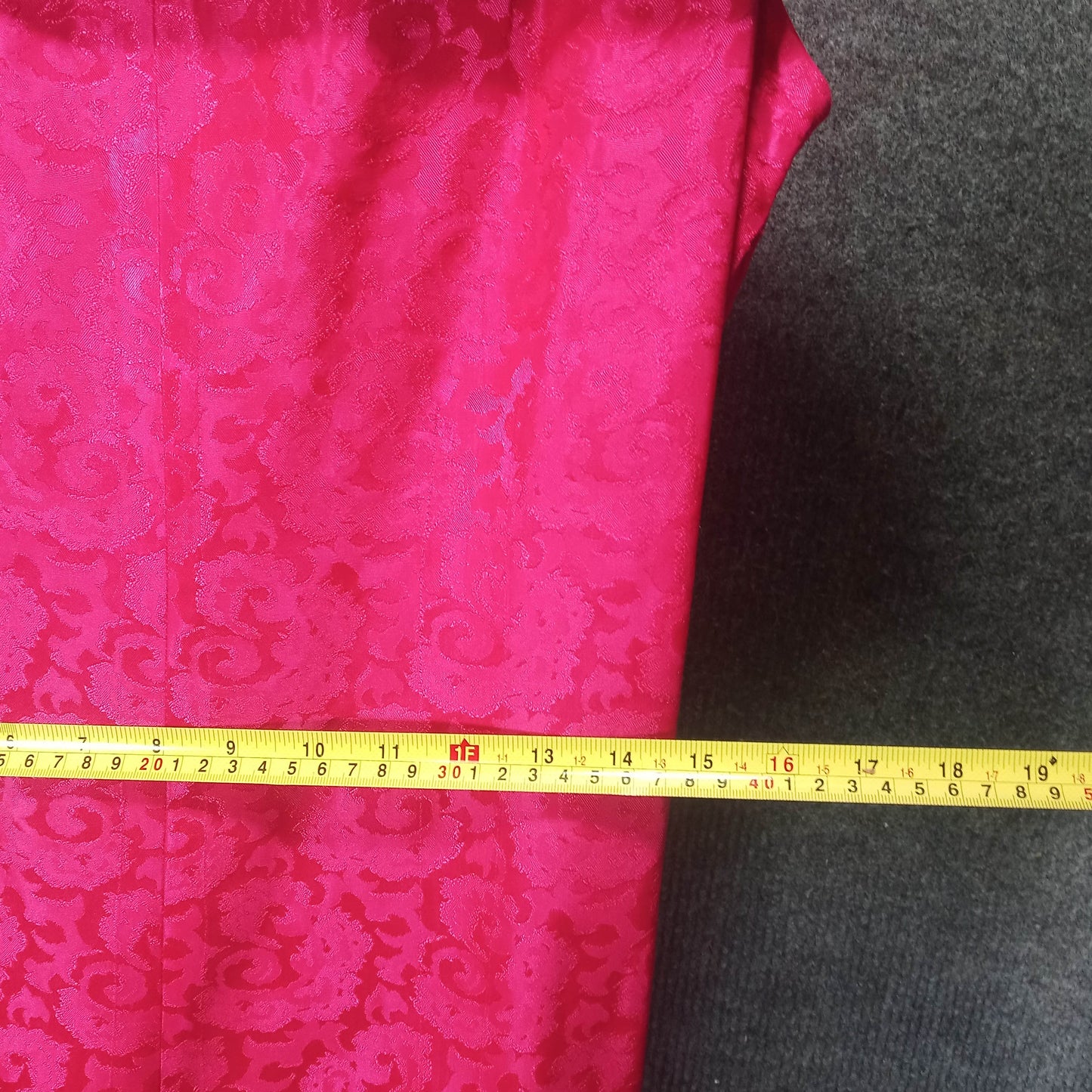 1950's Fuchsia Brocade Shawl Collar Wiggle Dress