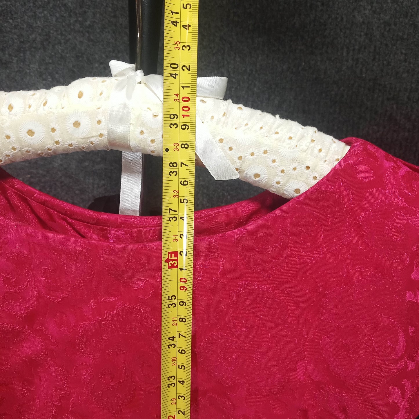 1950's Fuchsia Brocade Shawl Collar Wiggle Dress